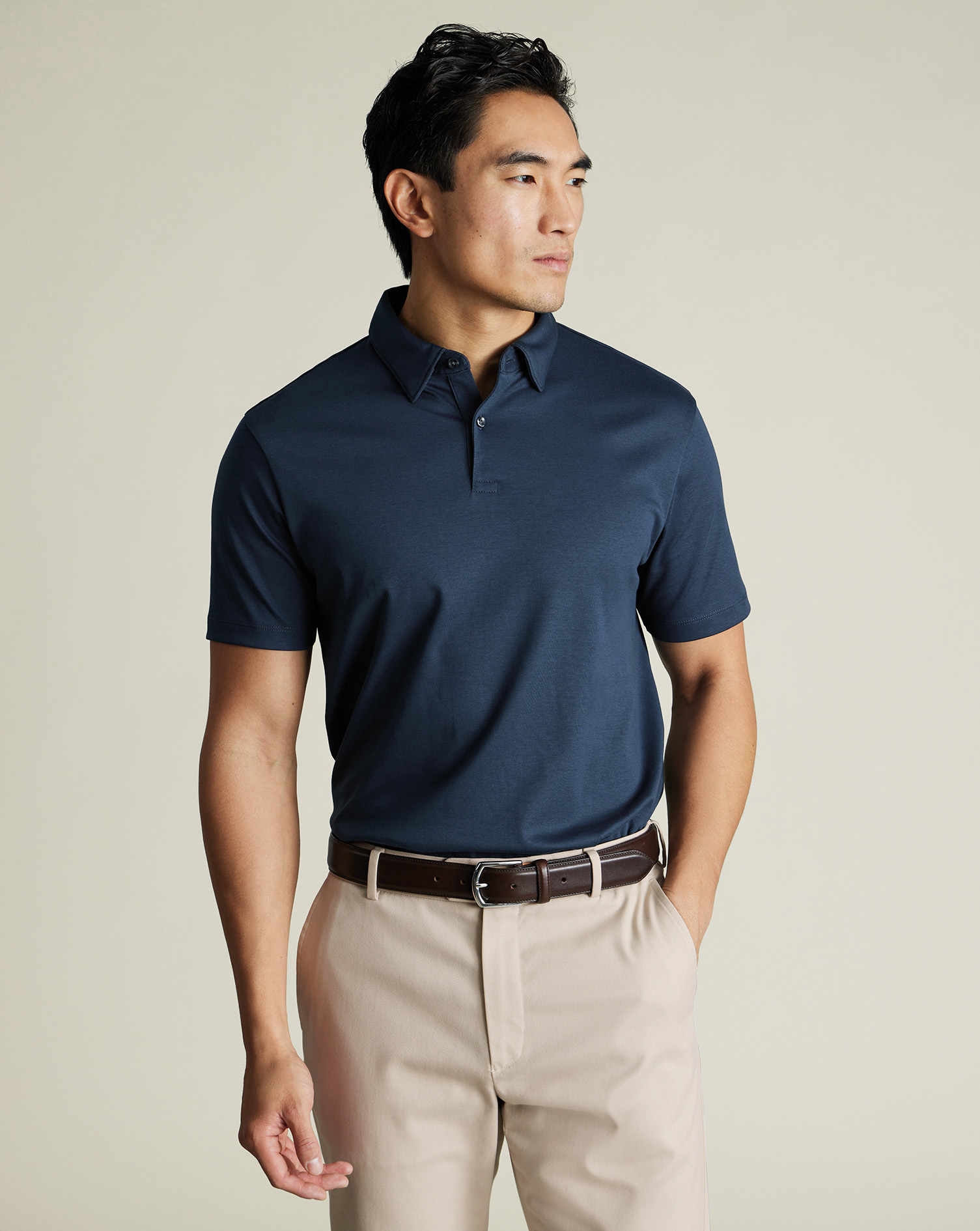 Charles Tyrwhitt Smartes Jersey-Polo - Petrolblau