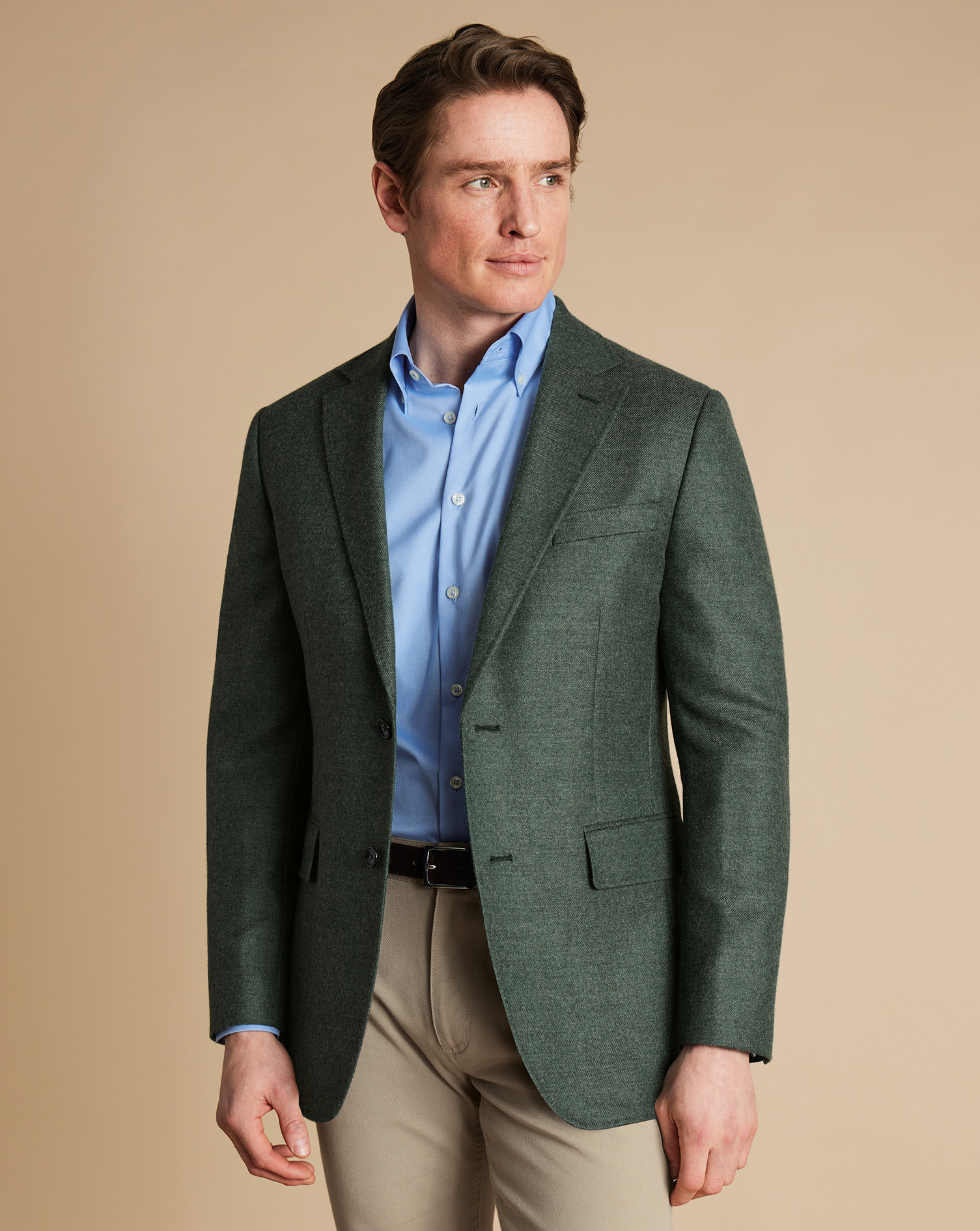 Wool Texture Twill Jacket - Sage Green