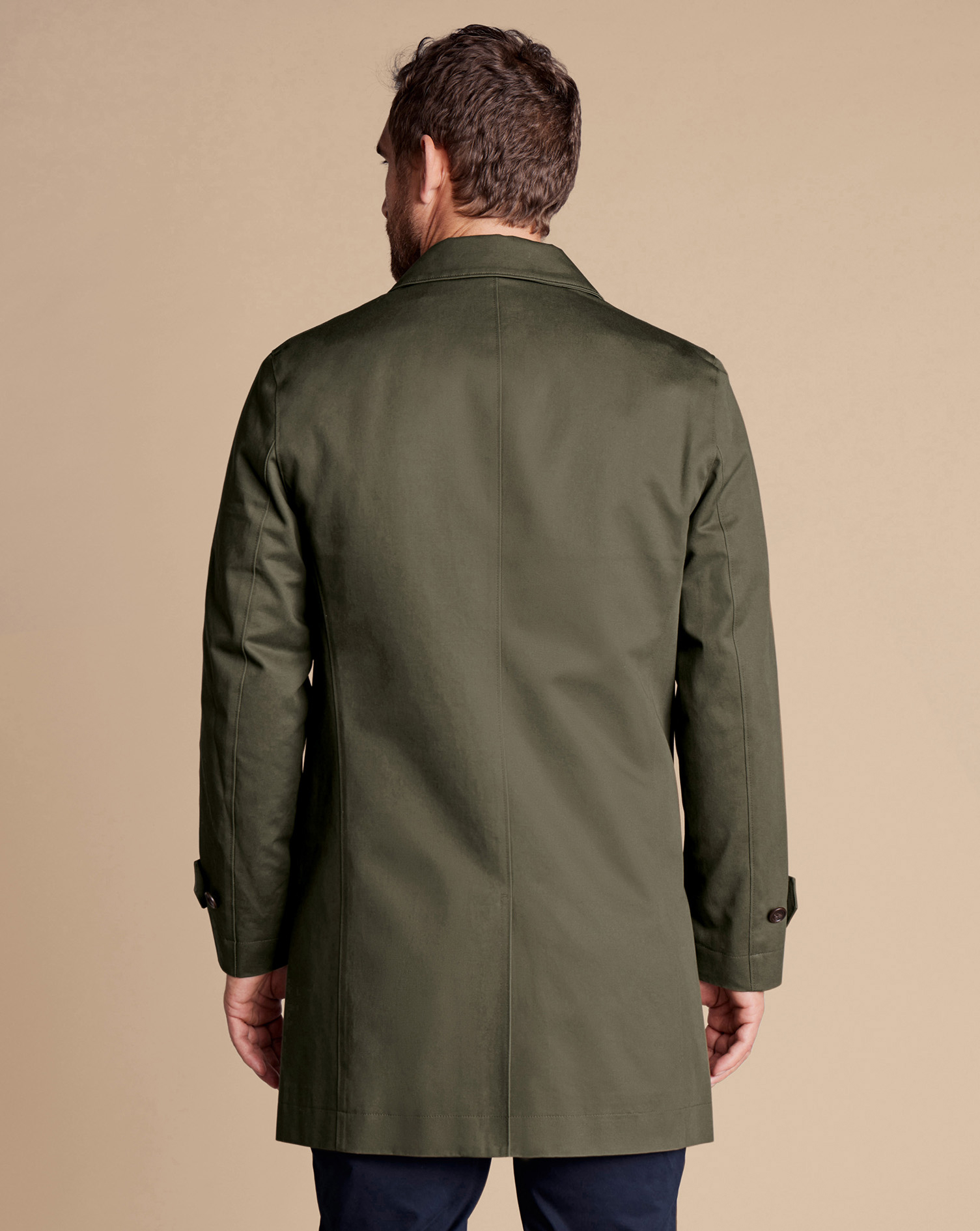 Showerproof Cotton Raincoat - Olive Green