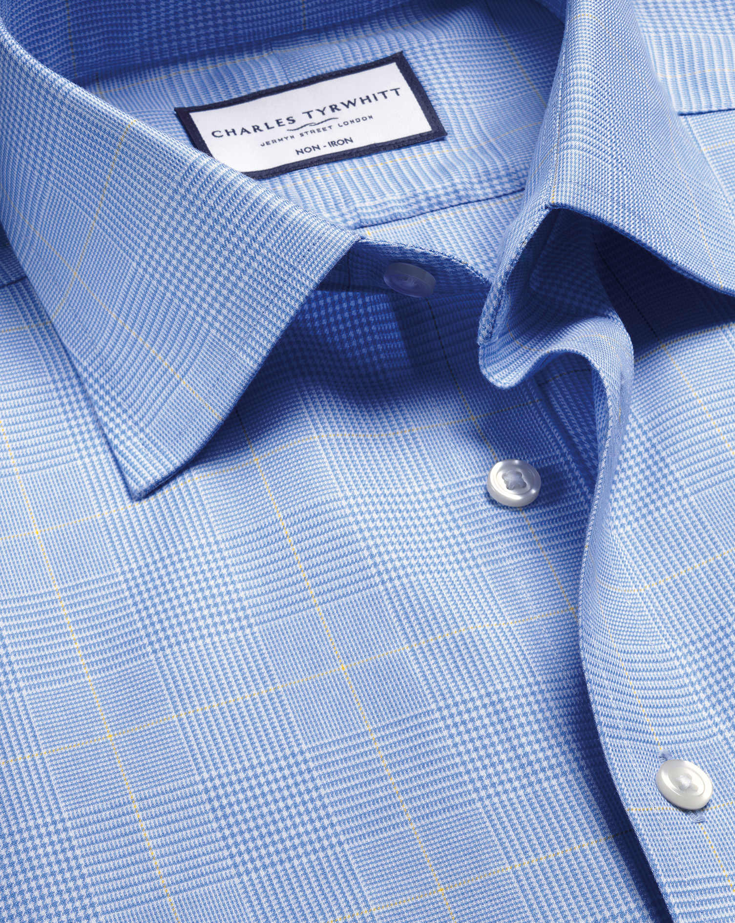 Non-Iron Prince of Wales Check Shirt - Ocean Blue