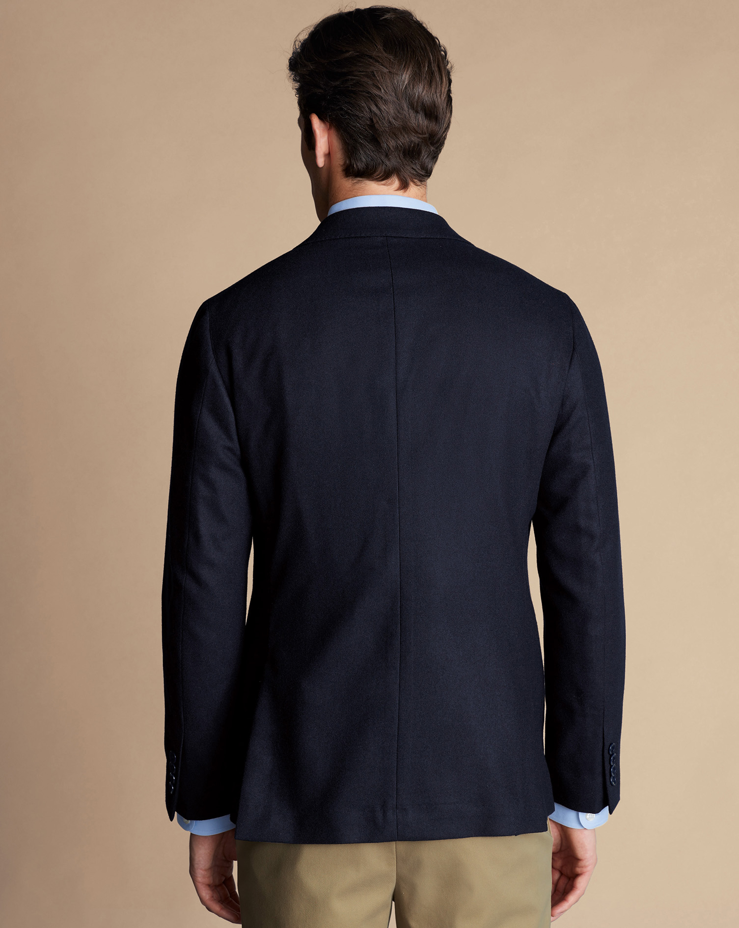 Unstructured Wool Twill Jacket - Navy