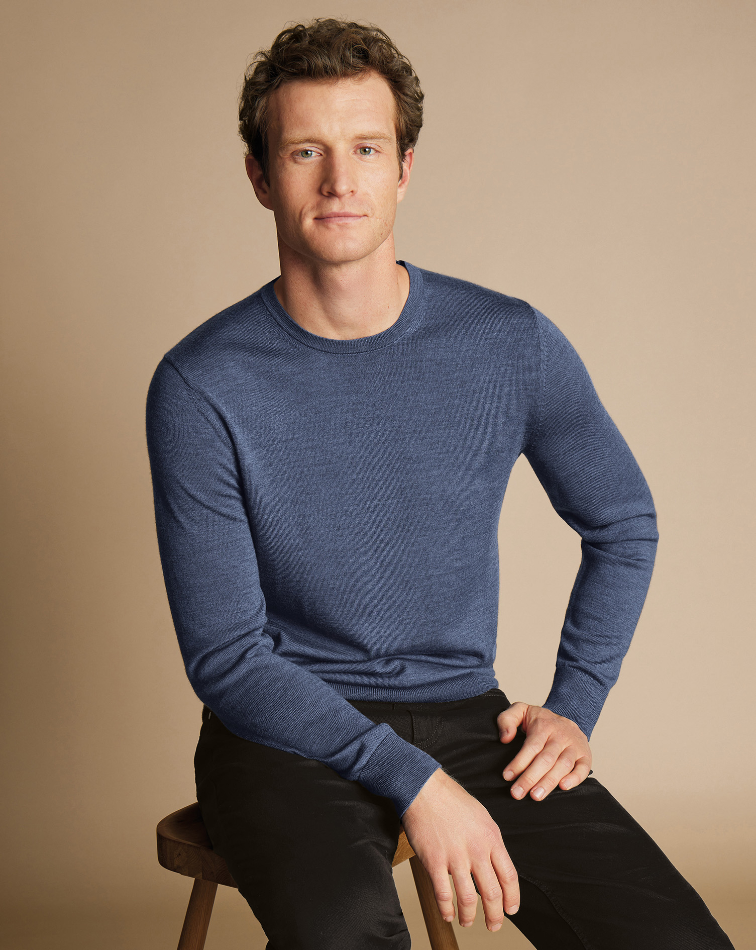 Merino Crew Neck Jumper - Indigo Melange