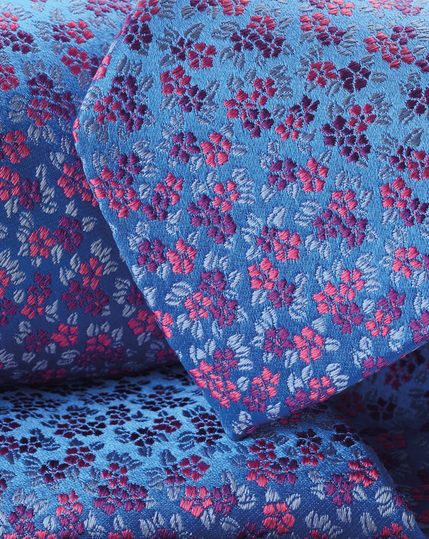 Floral Silk Tie - Cornflower Blue