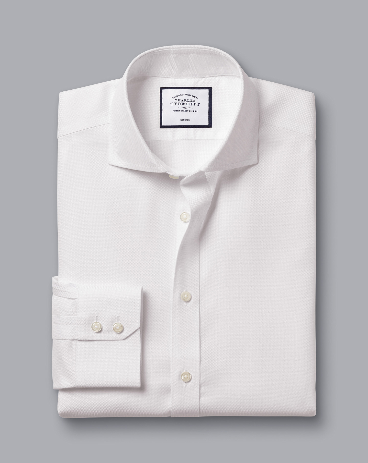 Cutaway Collar Non-Iron Royal Oxford Shirt - White