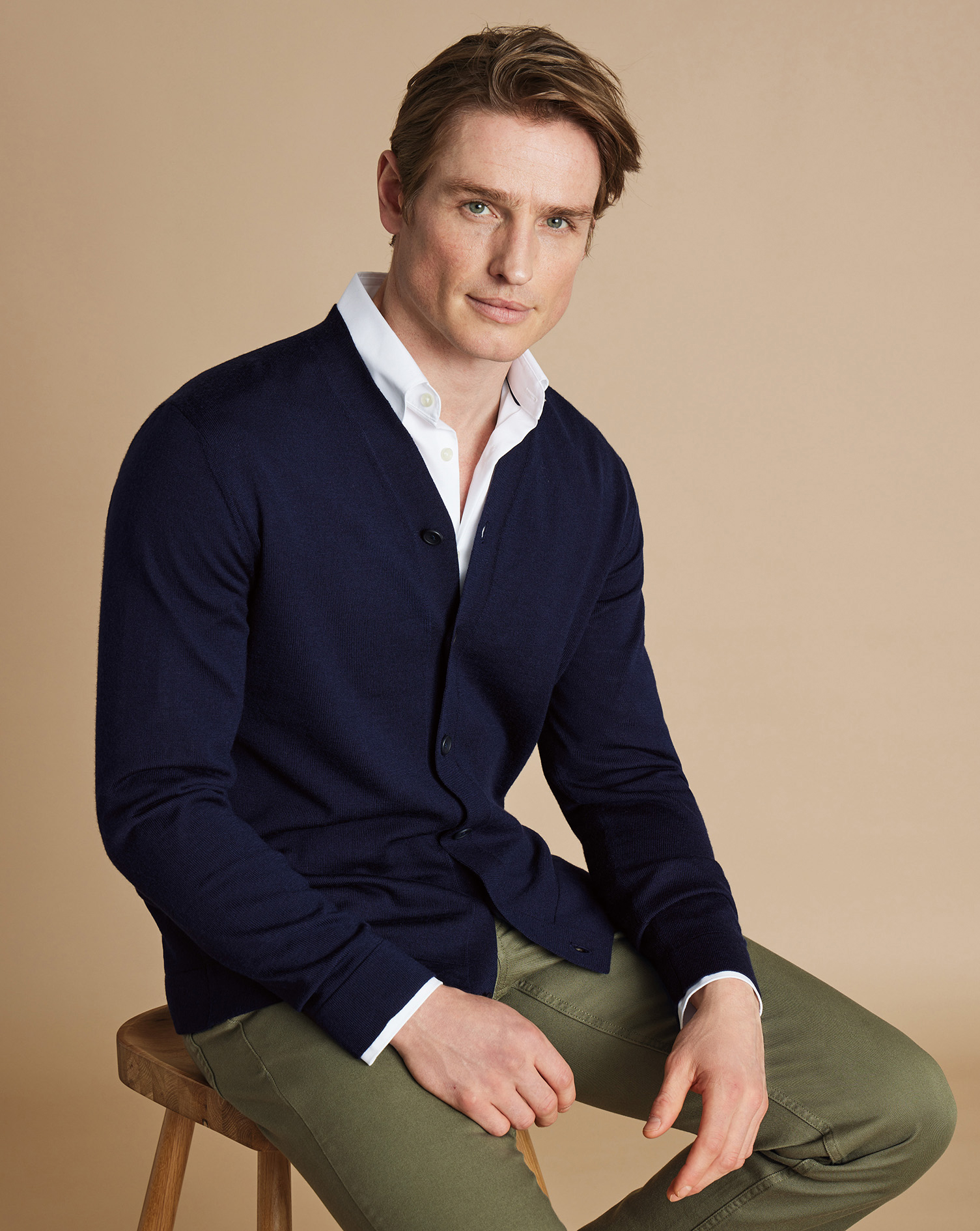 Charles Tyrwhitt Merino-Strickjacke - Marineblau