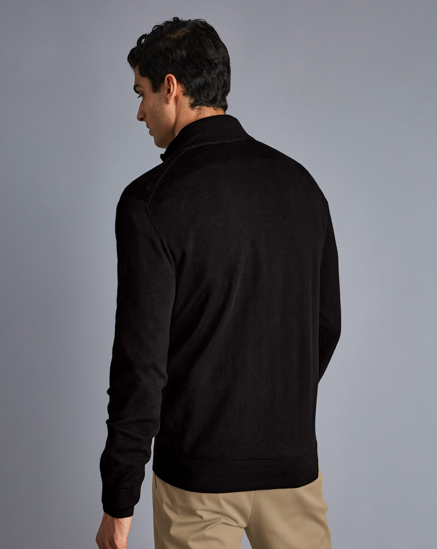 Merino Zip Neck Jumper - Black