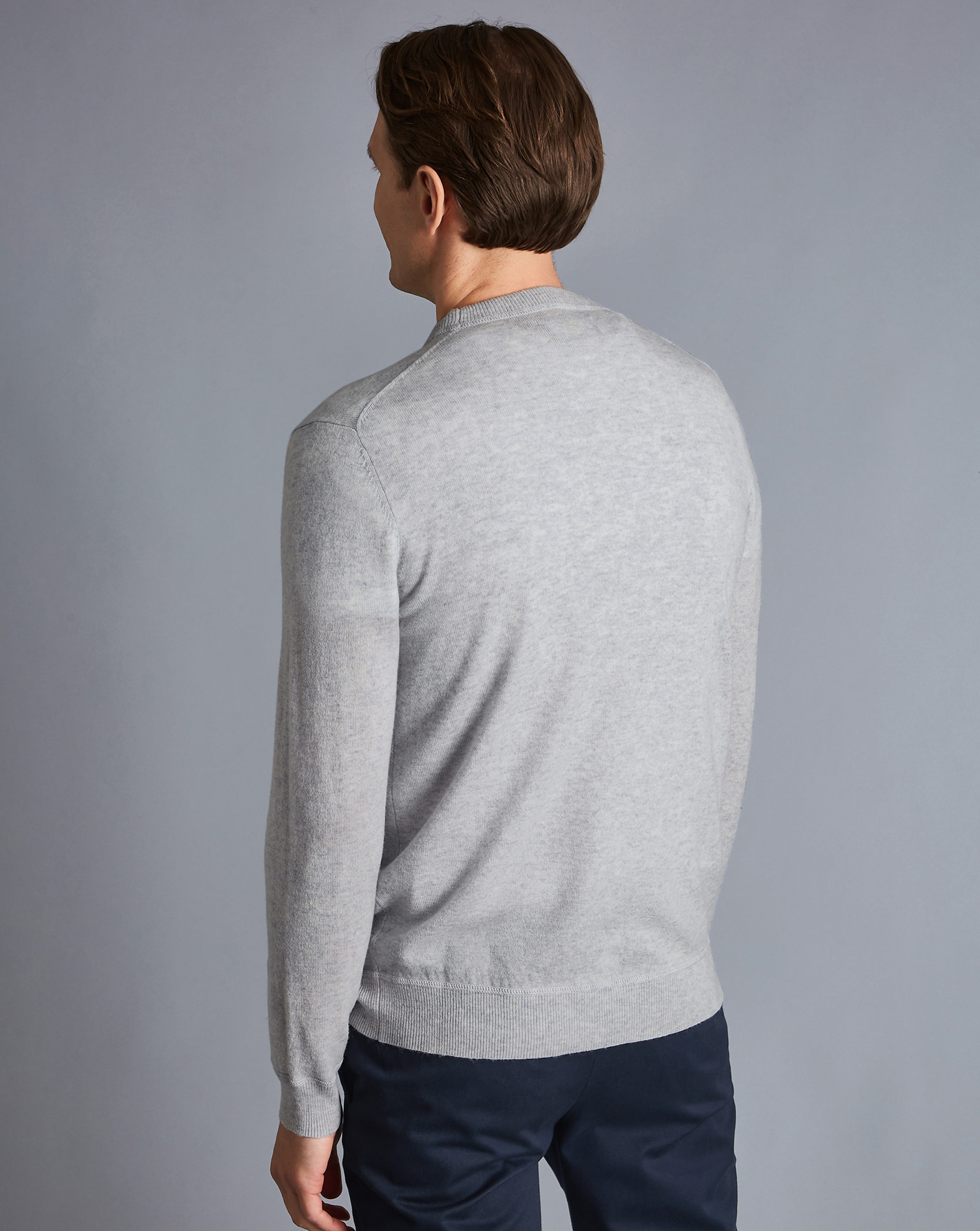 Merino Cashmere Crew Neck Jumper - Silver 