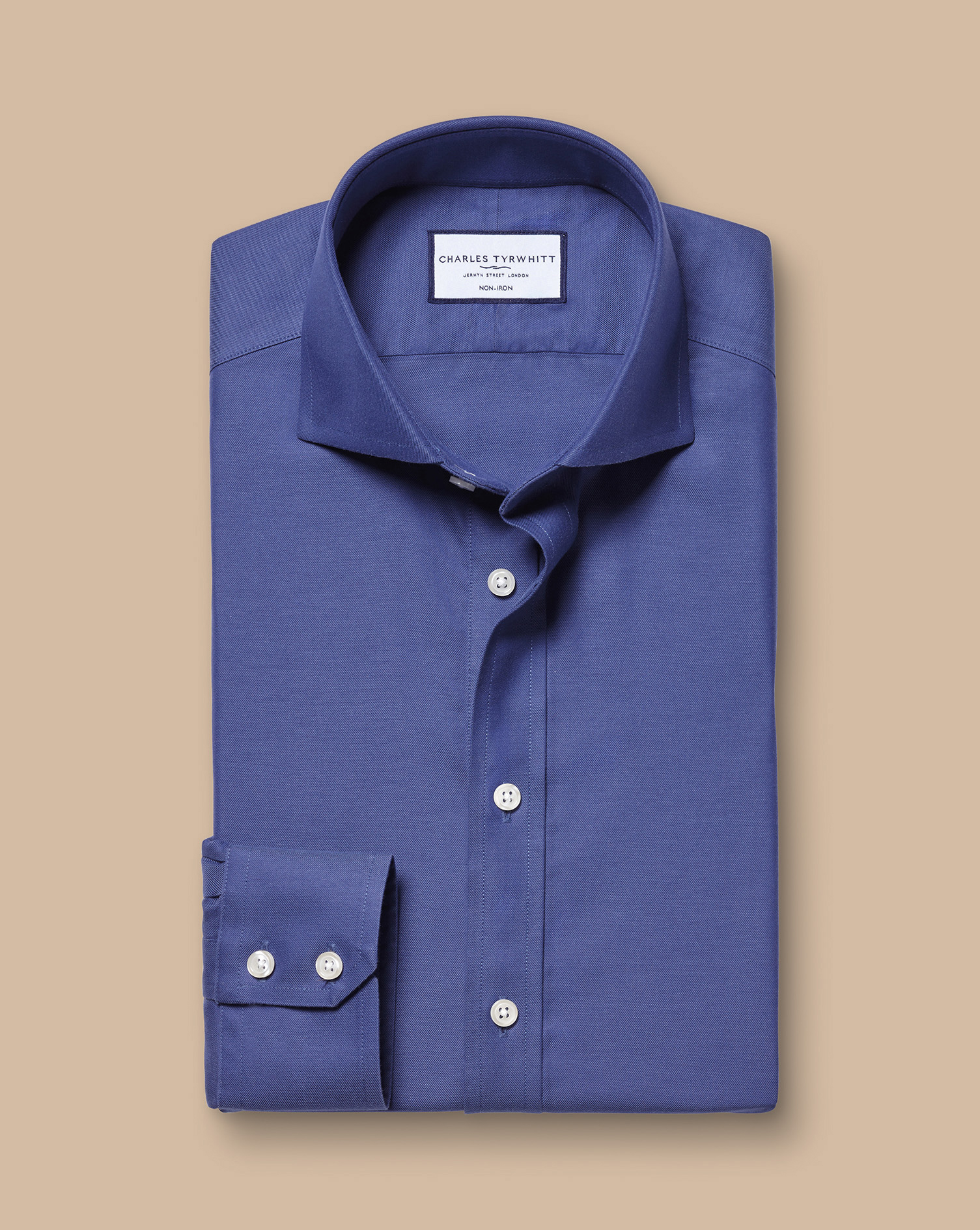 Cutaway Collar Non-Iron Twill Shirt - Cobalt Blue