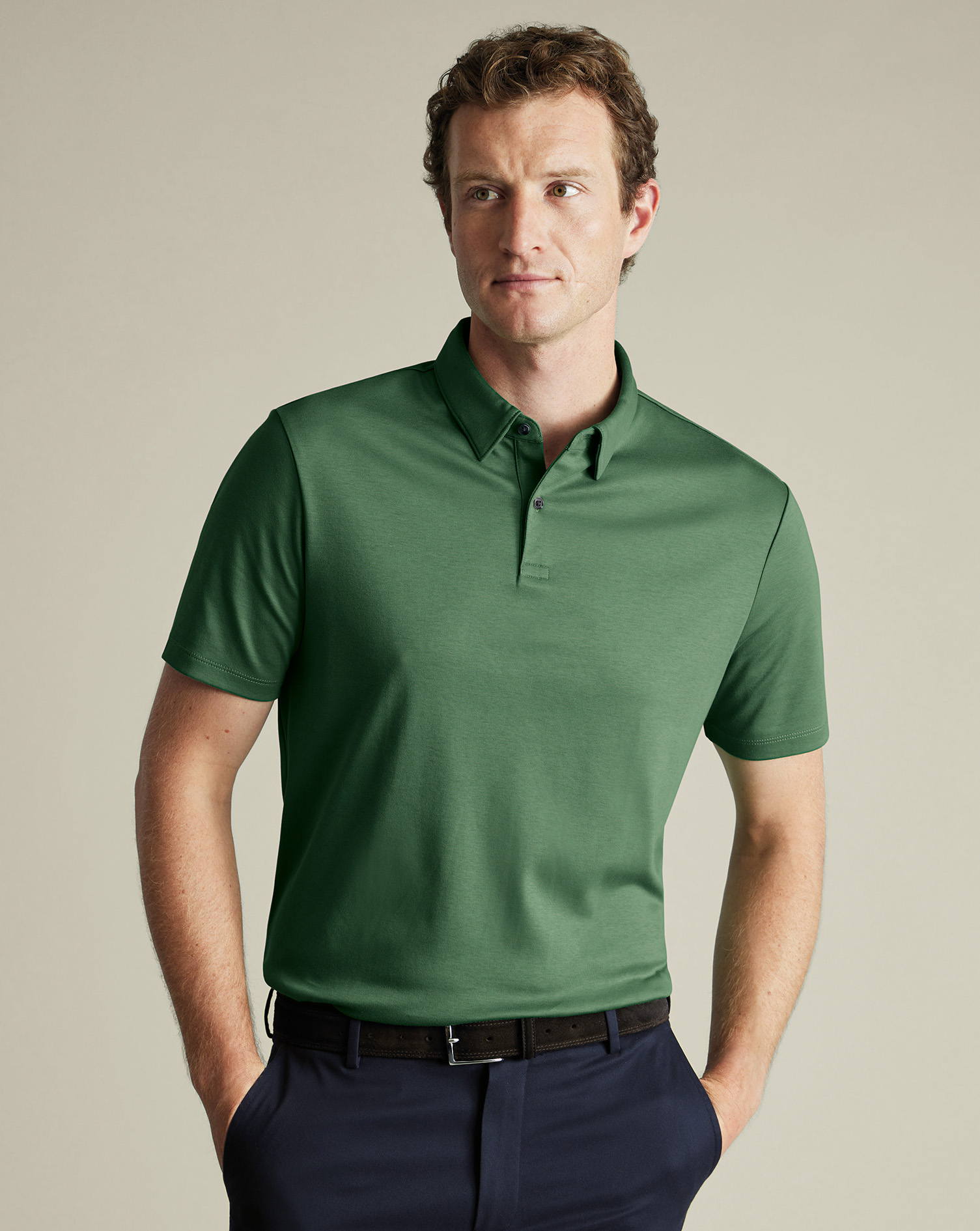 Charles Tyrwhitt Smartes Jersey-Polo - Grün