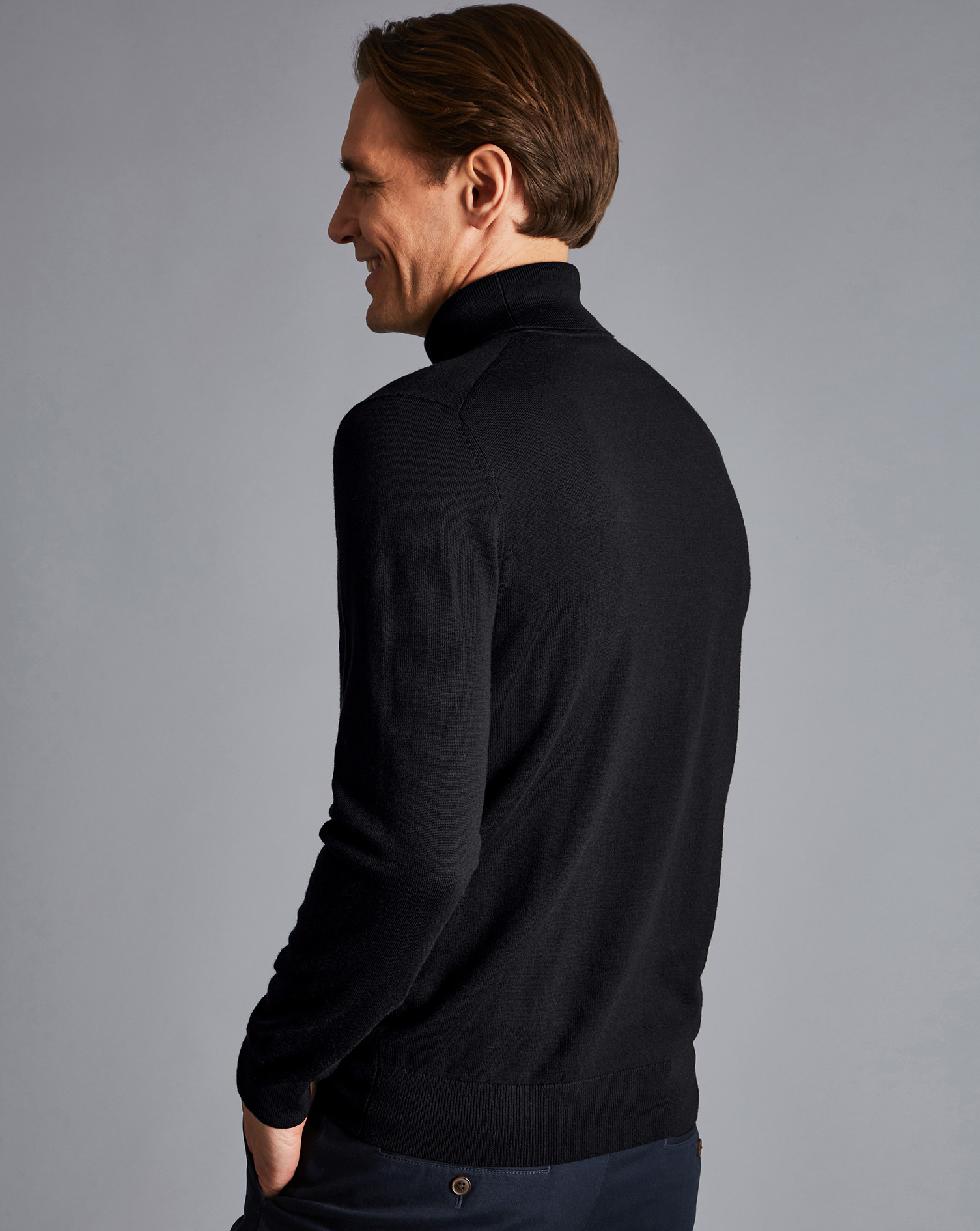 Merino Roll Neck Jumper - Black