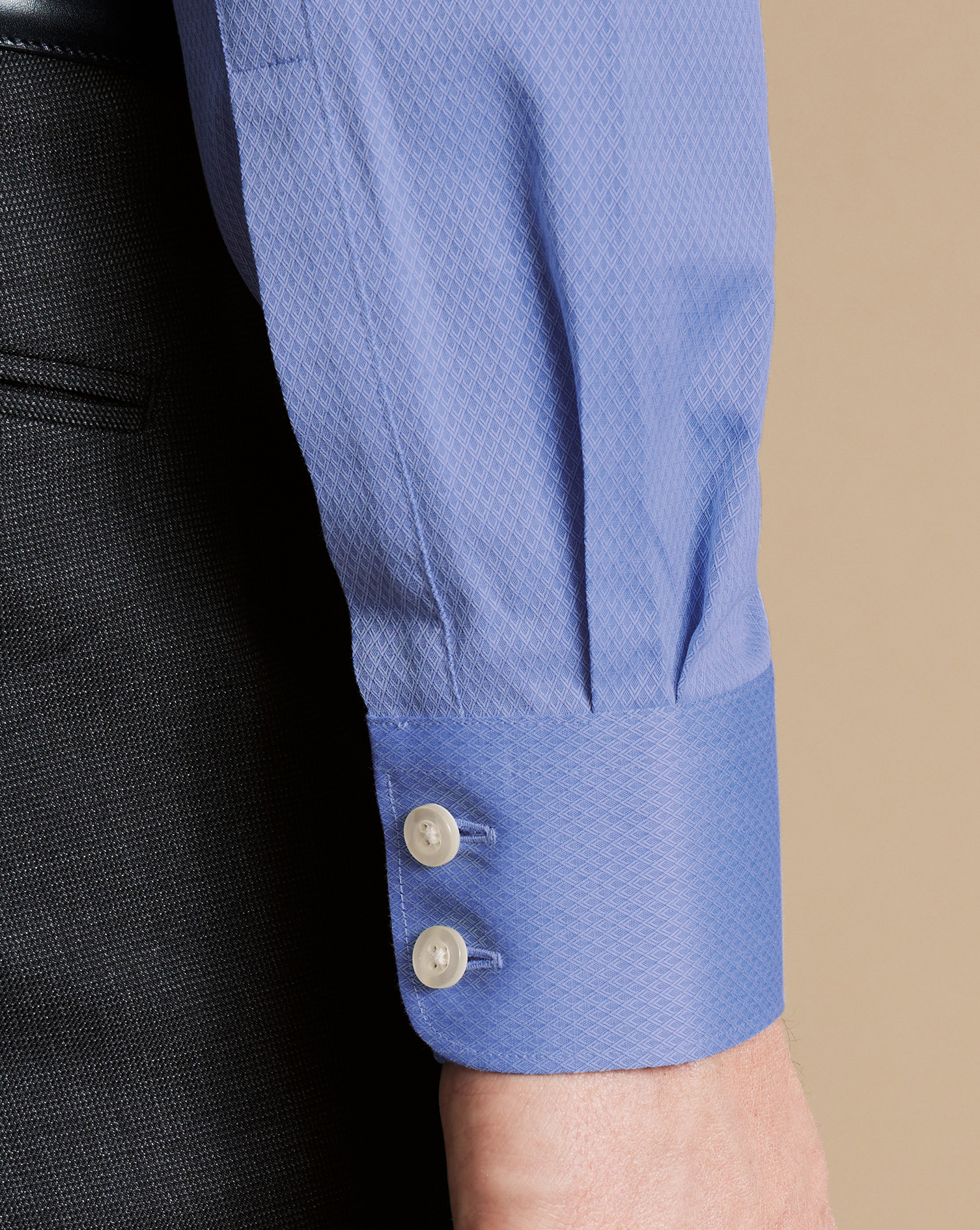 Luxury Ascot Weave Shirt - Indigo Blue