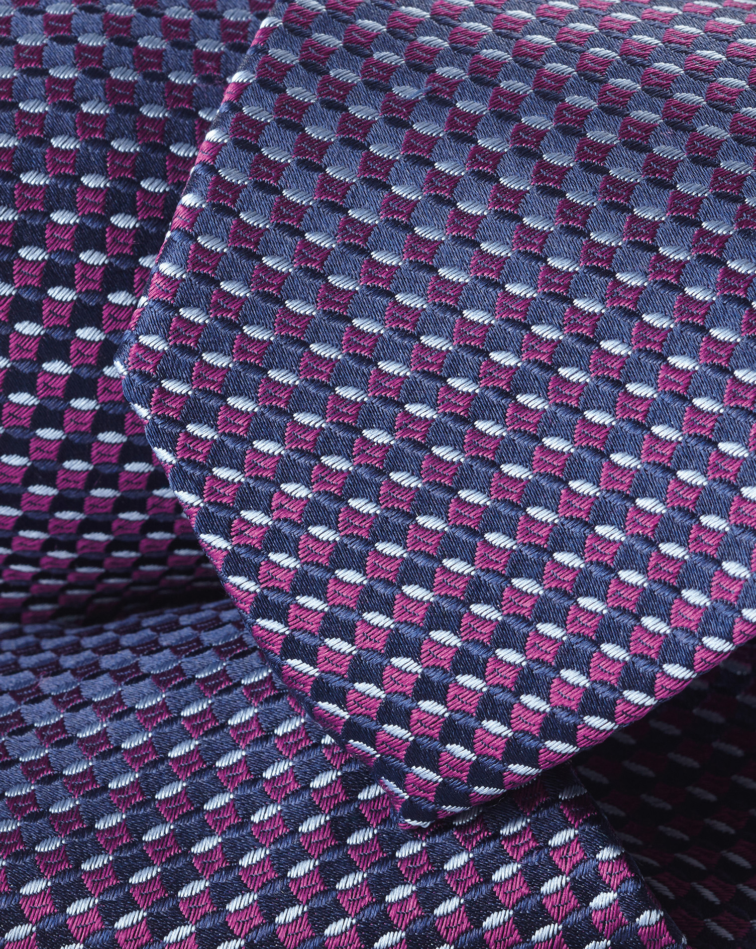 Slim Semi Plain Silk Patterned Tie - Blackberry Purple