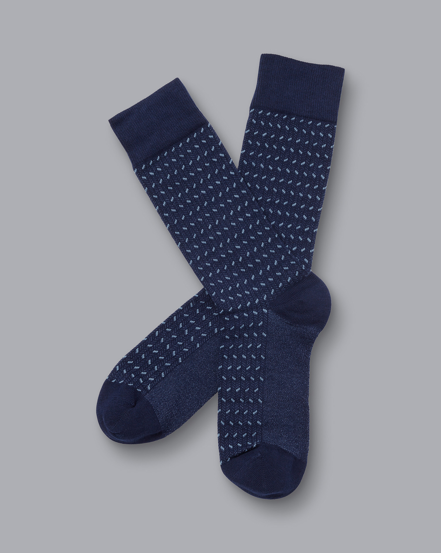 Mini Herringbone Socks - Denim Blue