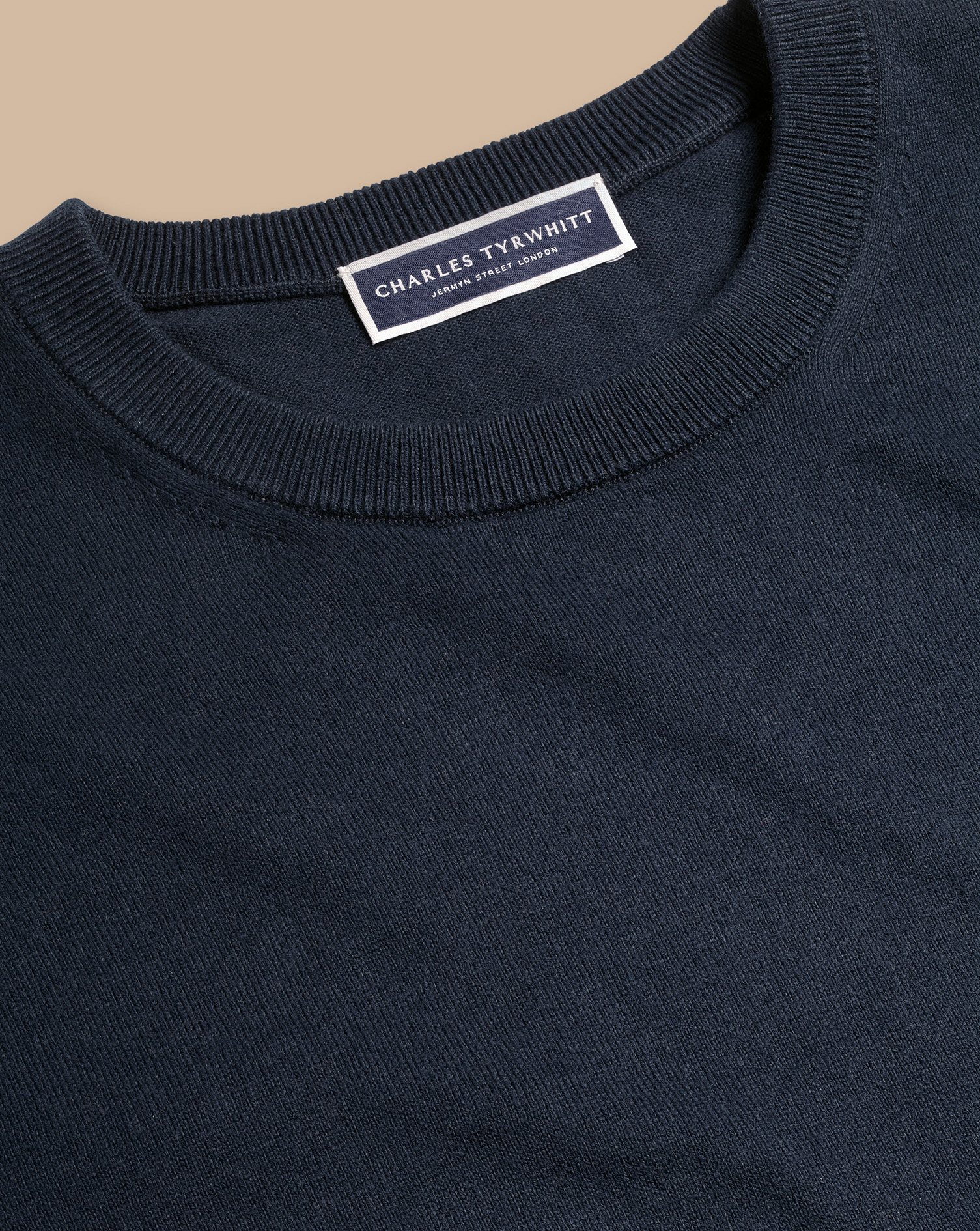 Combed Cotton Crew Neck Jumper - Dark Navy