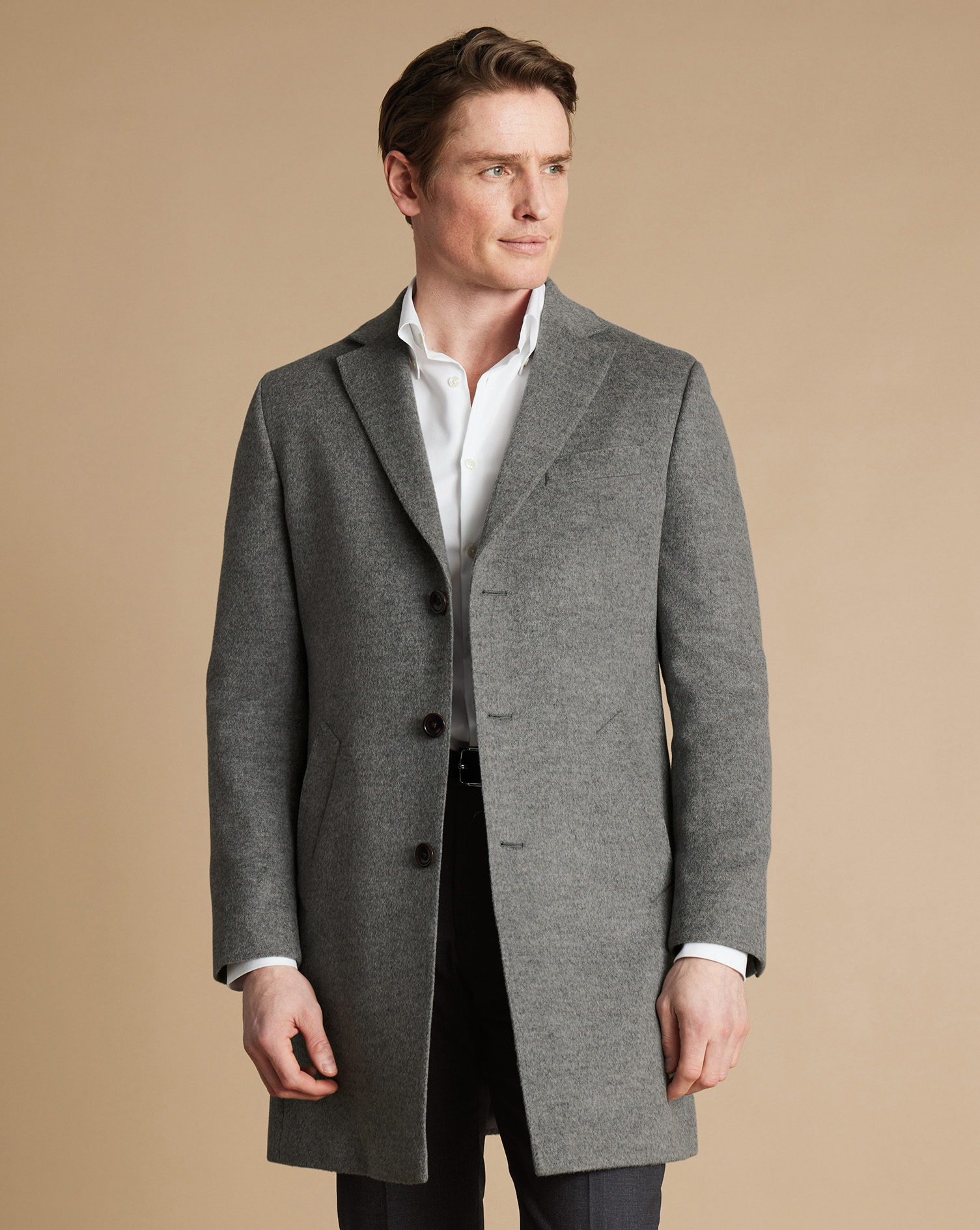 Wool Overcoat Grey Charles Tyrwhitt