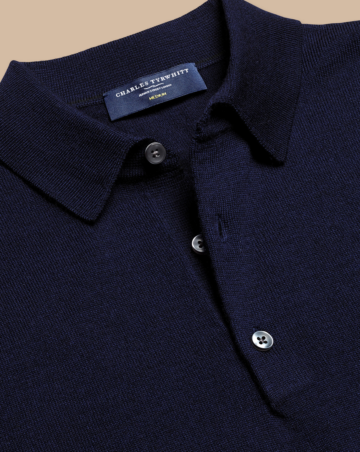 Merino Polo Jumper - Navy