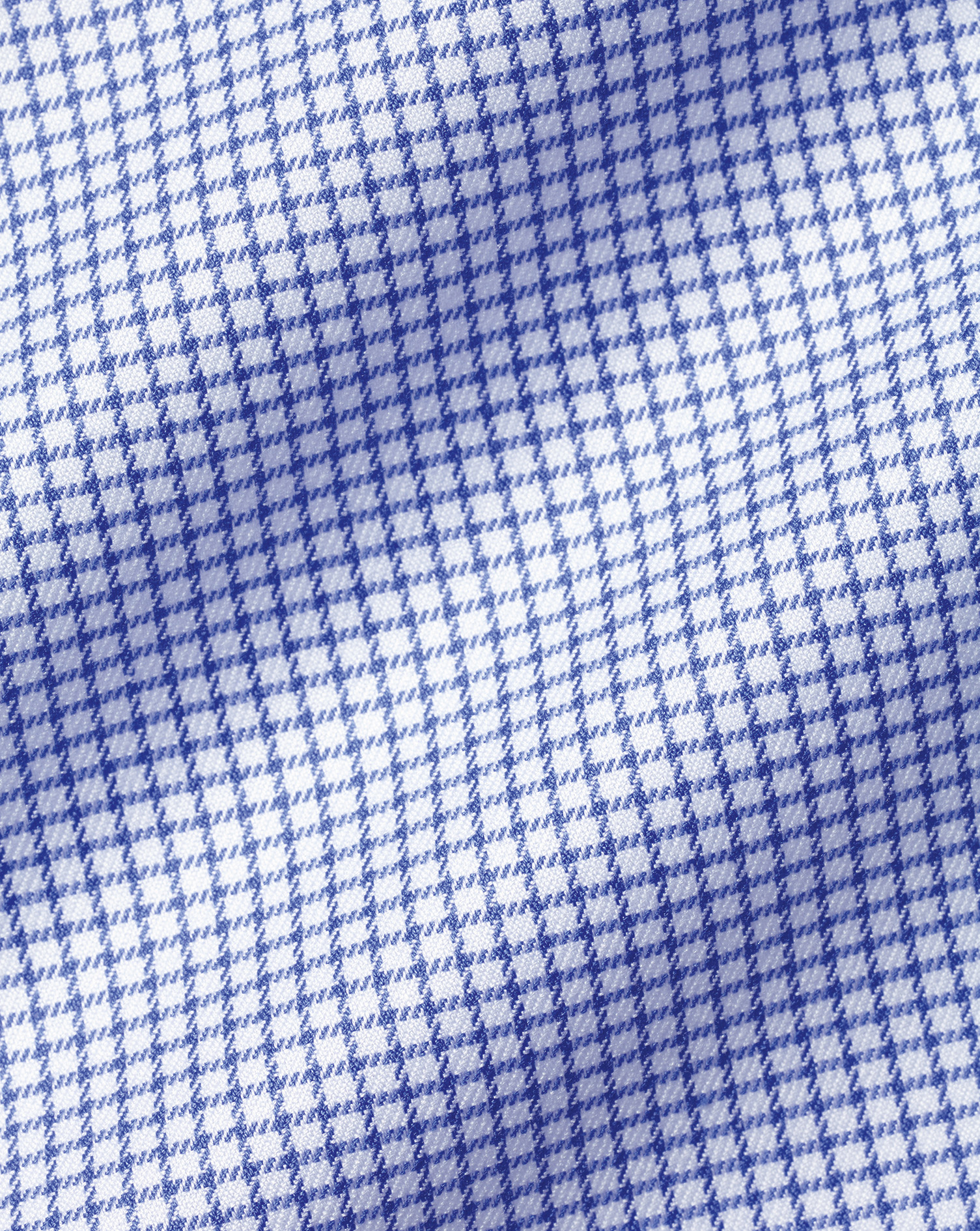 Semi-Cutaway Collar Egyptian Cotton Twill Small Grid Check Shirt - Ocean Blue