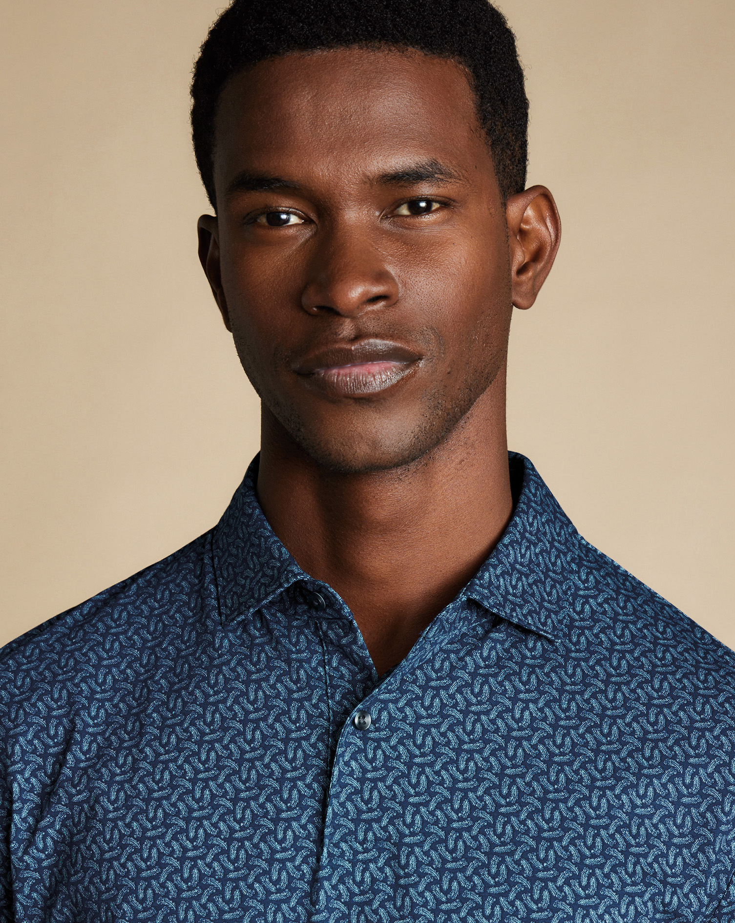 Performance Peacock Print Polo - Turquoise Blue