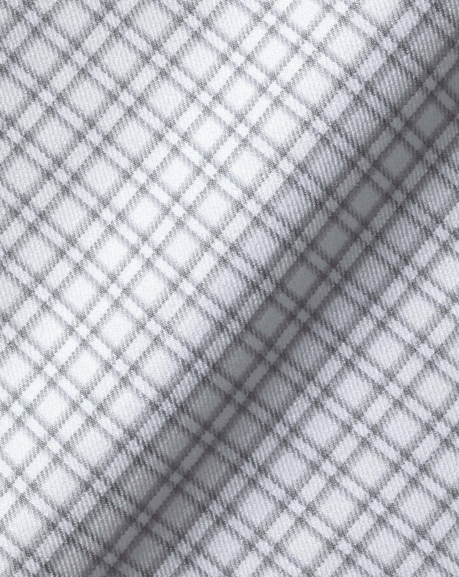 Non-Iron Performance Twill Grid Check Shirt - Silver Grey