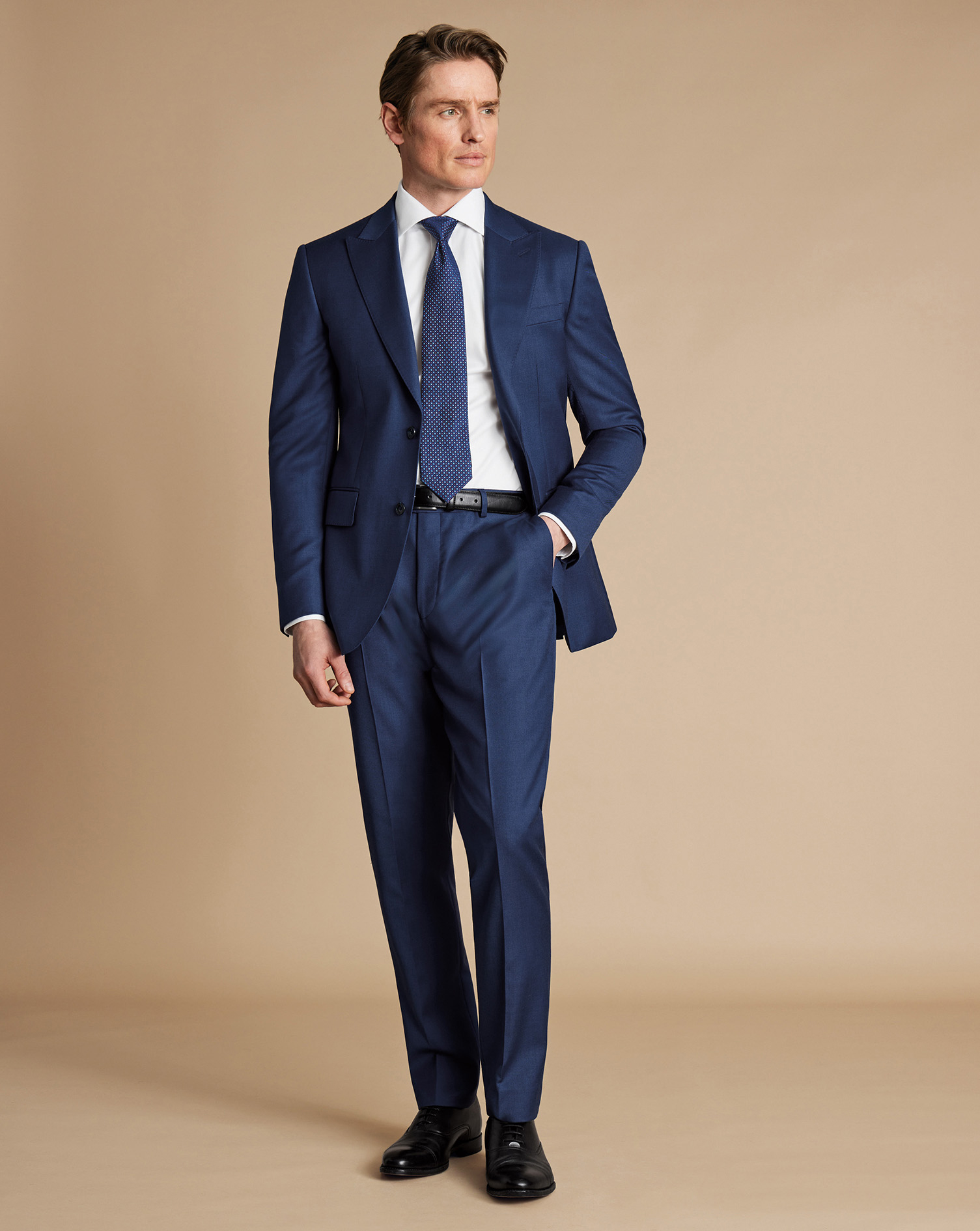 Natural Stretch Twill Suit Trousers - Royal Blue