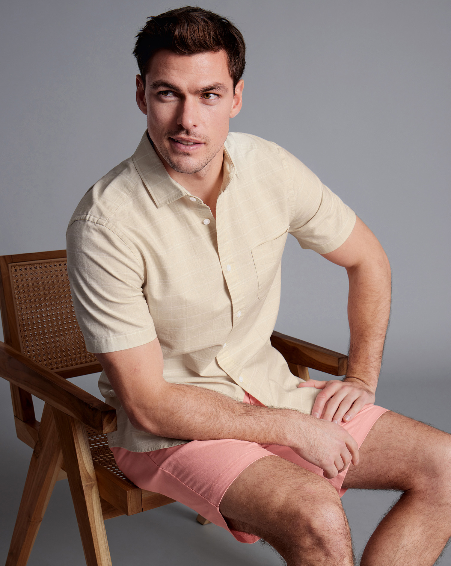 Cotton Linen Shorts - Light Coral Pink