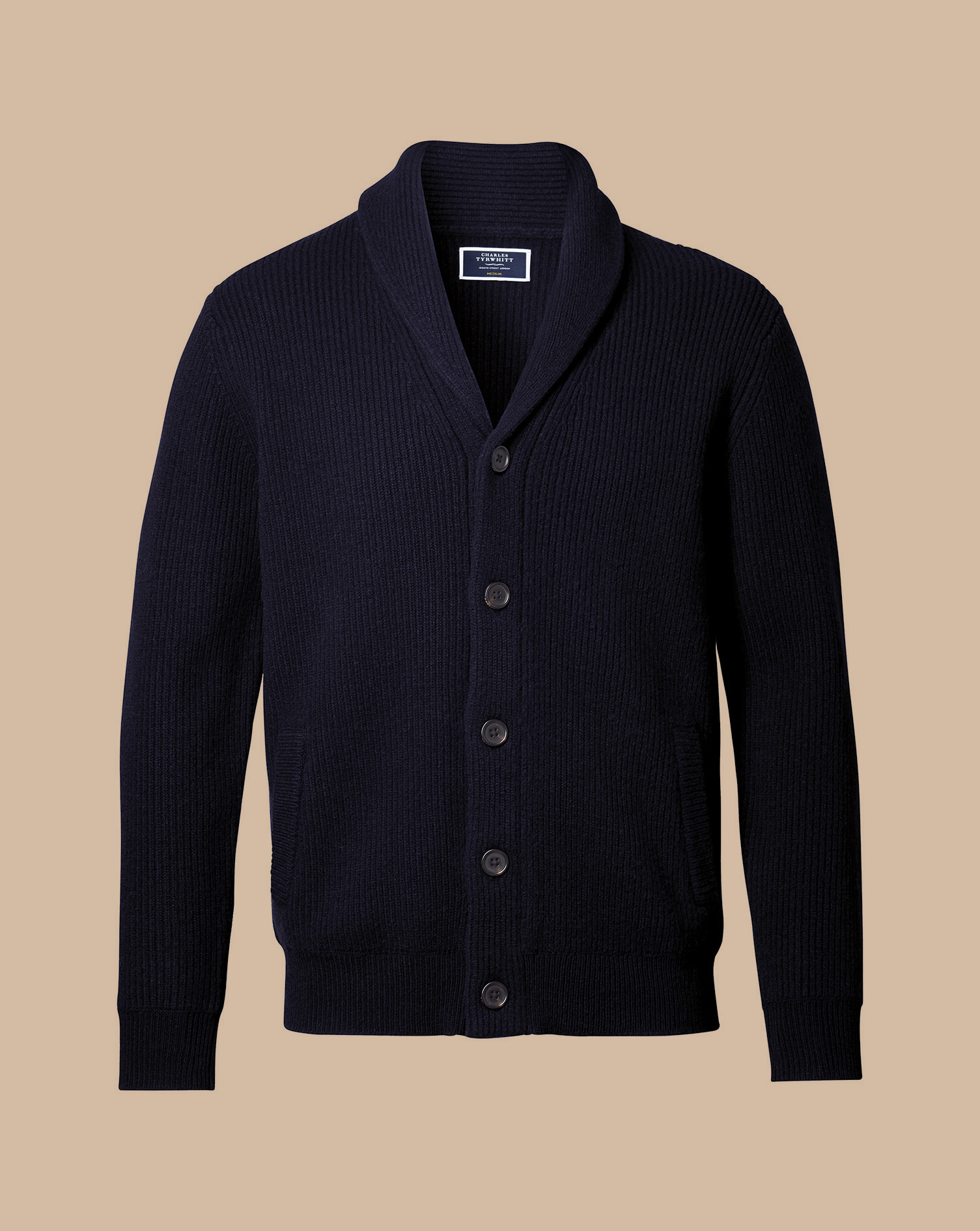 Merino Shawl Neck Chunky Cardigan - Navy