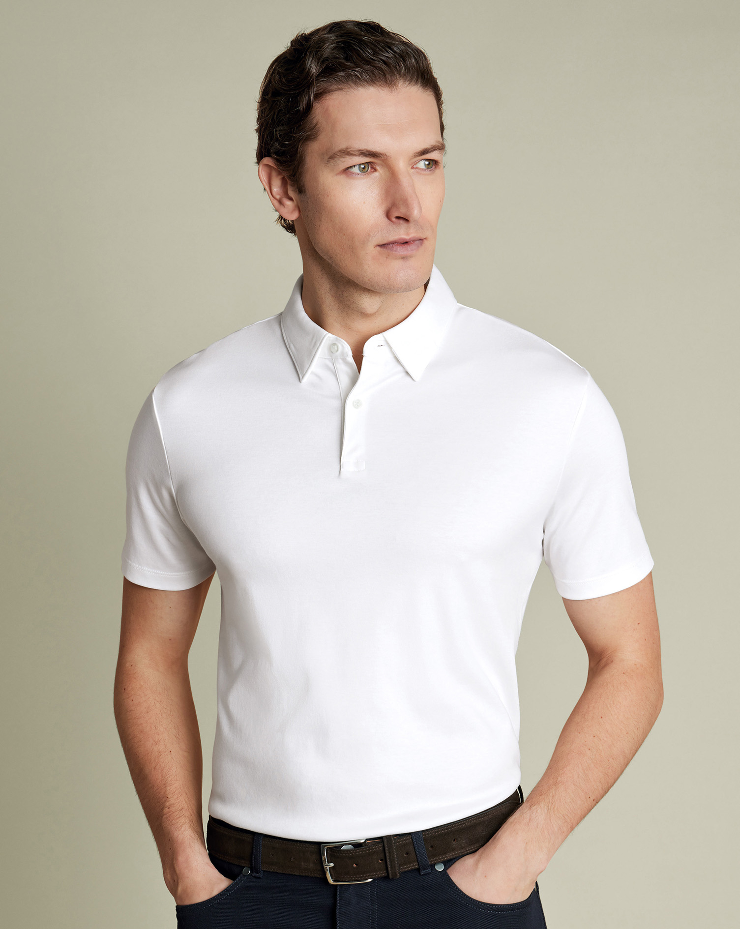 Charles Tyrwhitt Smartes Polo aus Jersey - Weiß