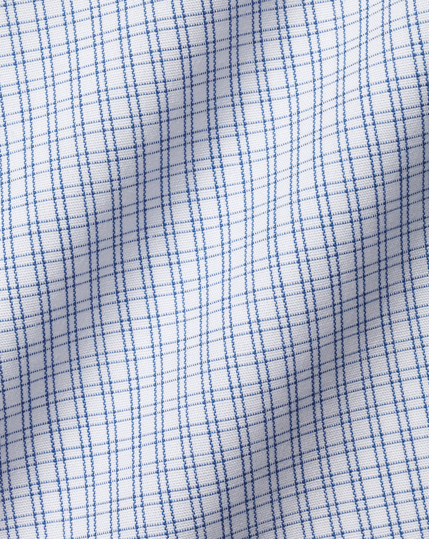 Classic Collar Non-Iron Double Check Shirt - Cobalt Blue