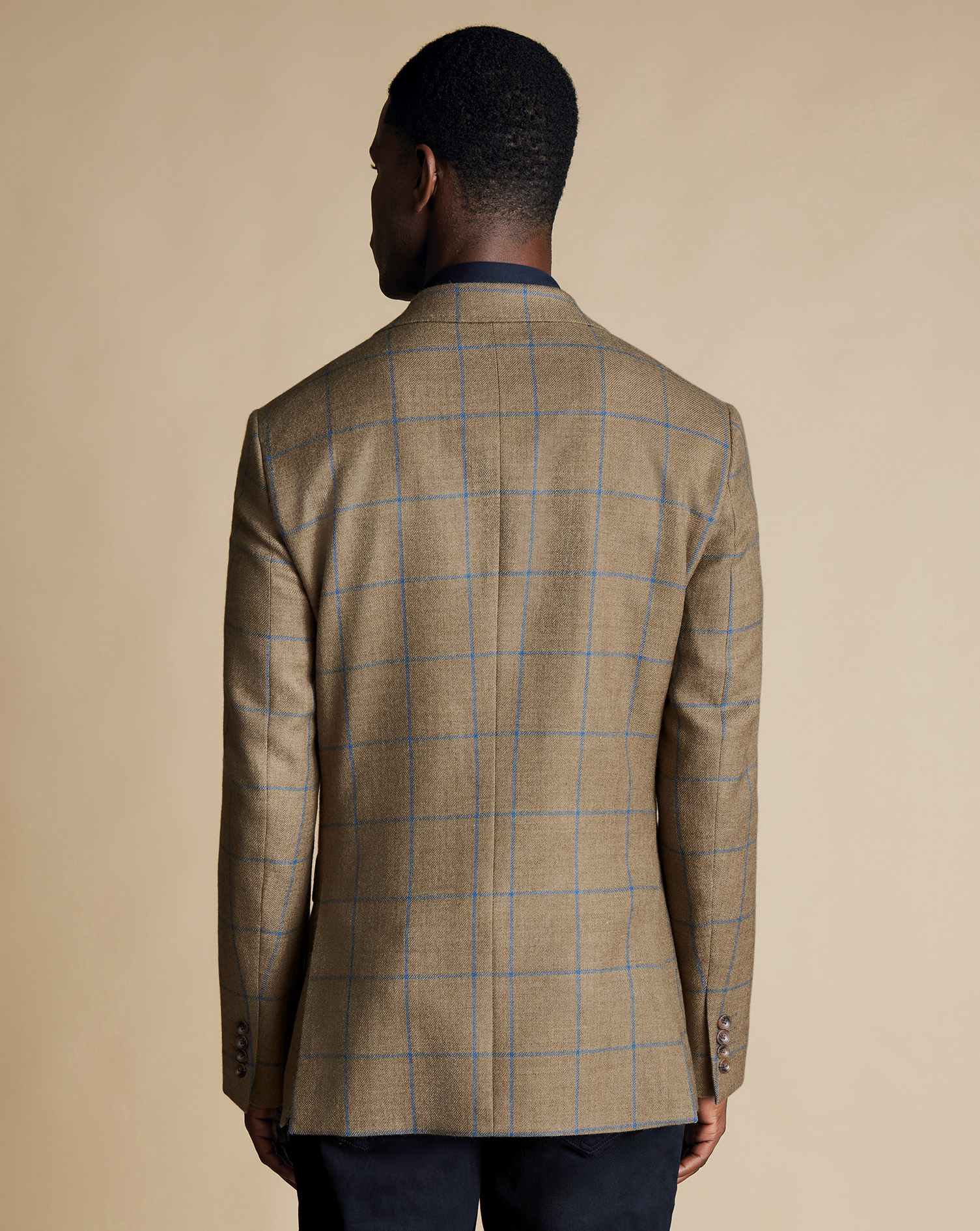 Windowpane Wool Texture Jacket - Taupe