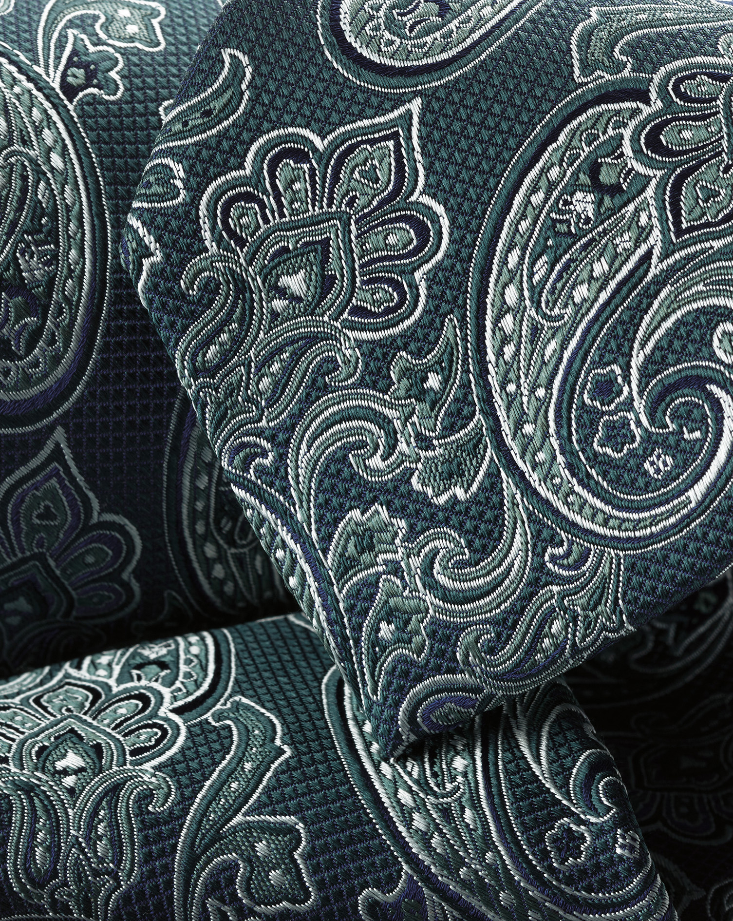 Silk Paisley Tie - Teal Green