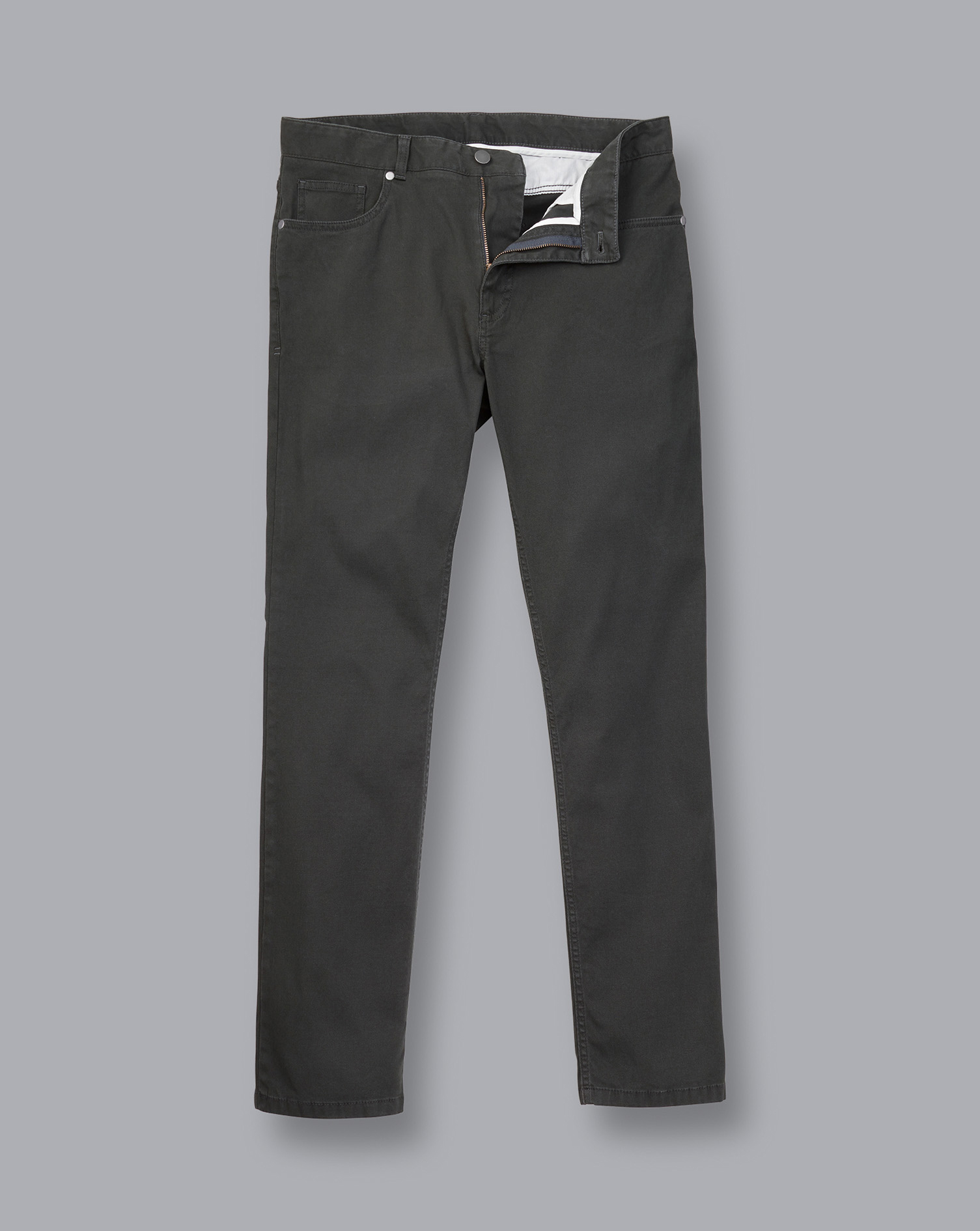 Washed Textured 5 Pocket Trousers - Charcoal Grey