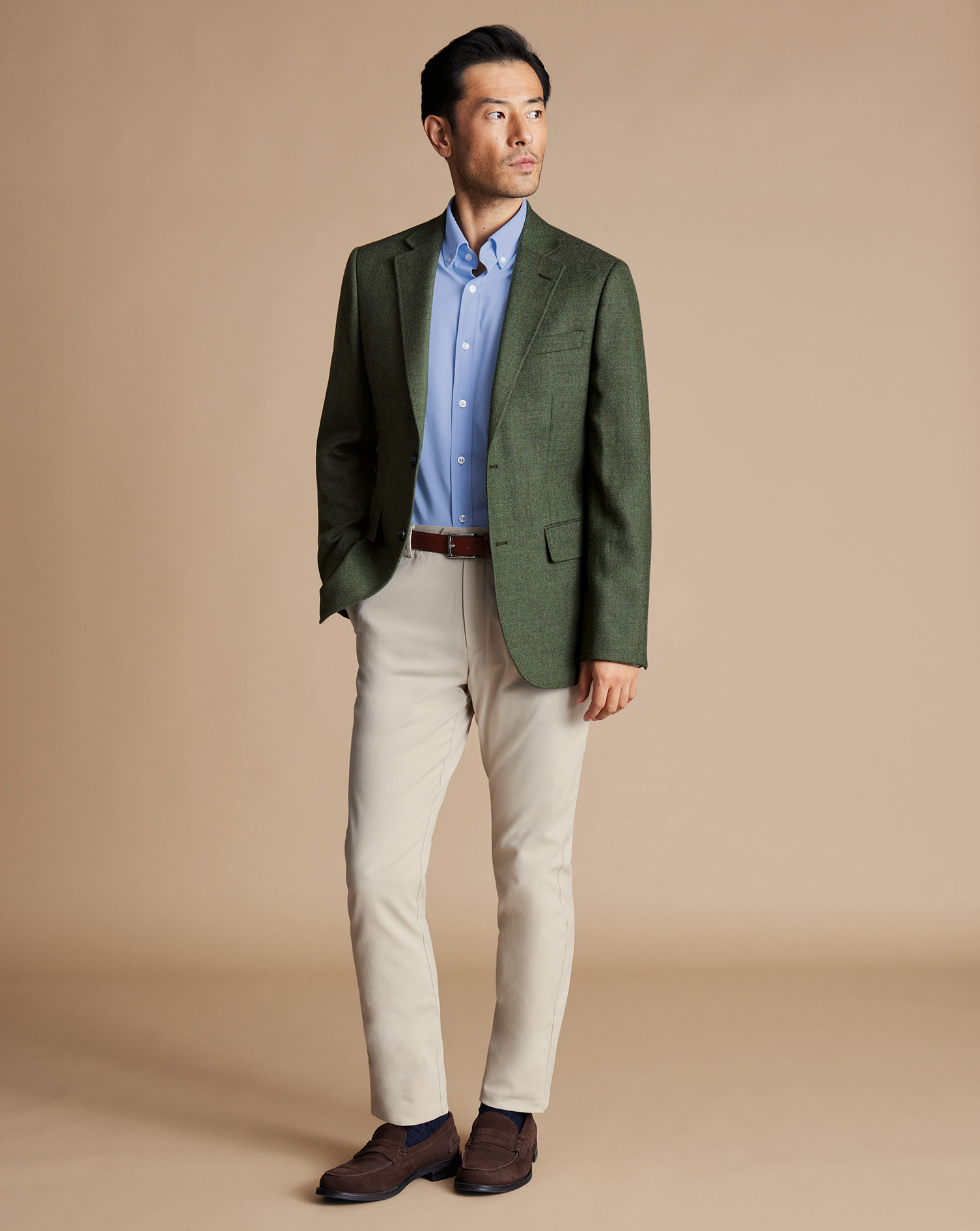 Twill Wool Texture Jacket - Sage Green