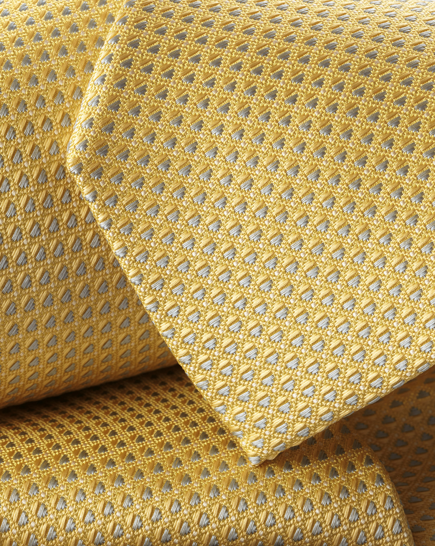 Semi Plain Silk Pattern Tie - Lemon