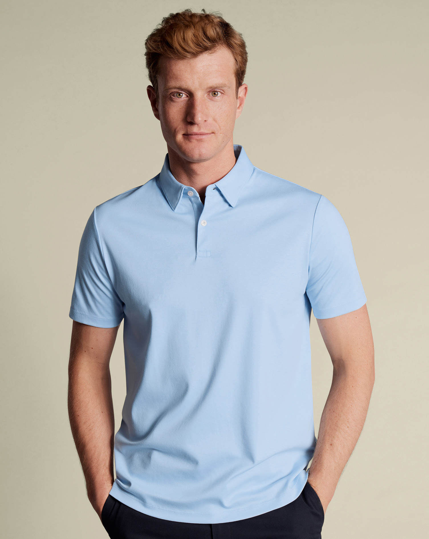 Charles Tyrwhitt Smartes Jersey-Polo - Himmelblau