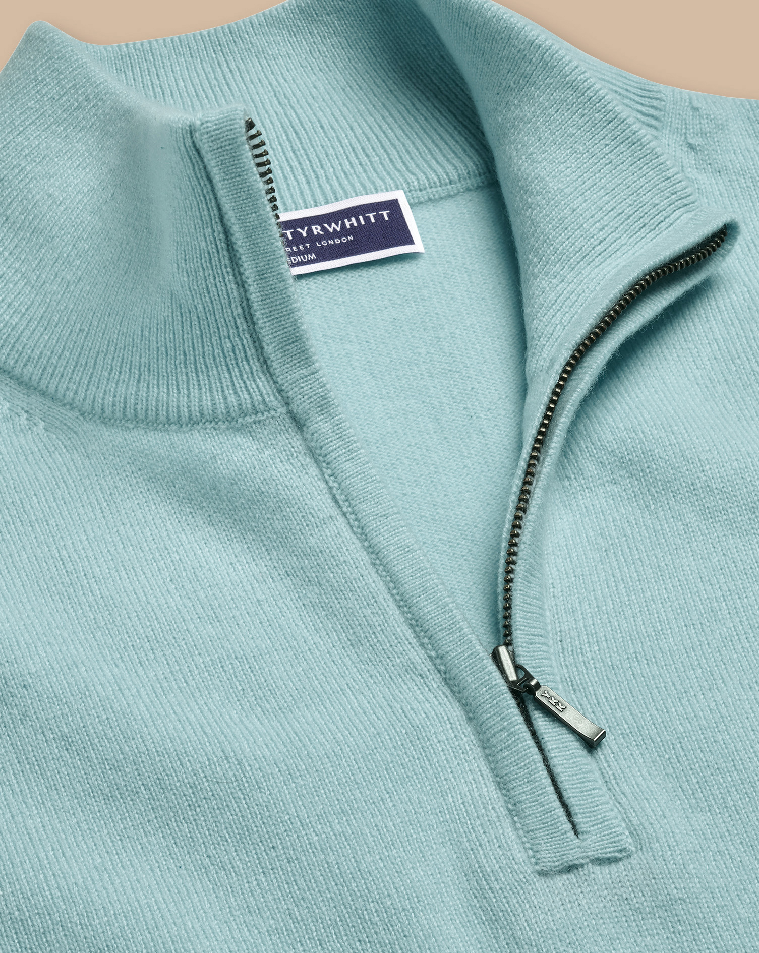 Cashmere Zip Neck Jumper - Aqua Green