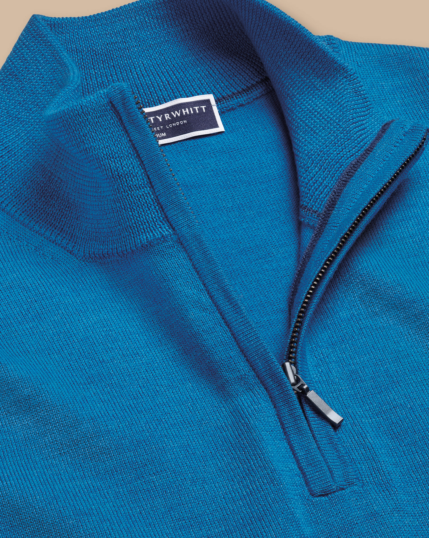 Merino Zip Neck Jumper  - Bright Blue