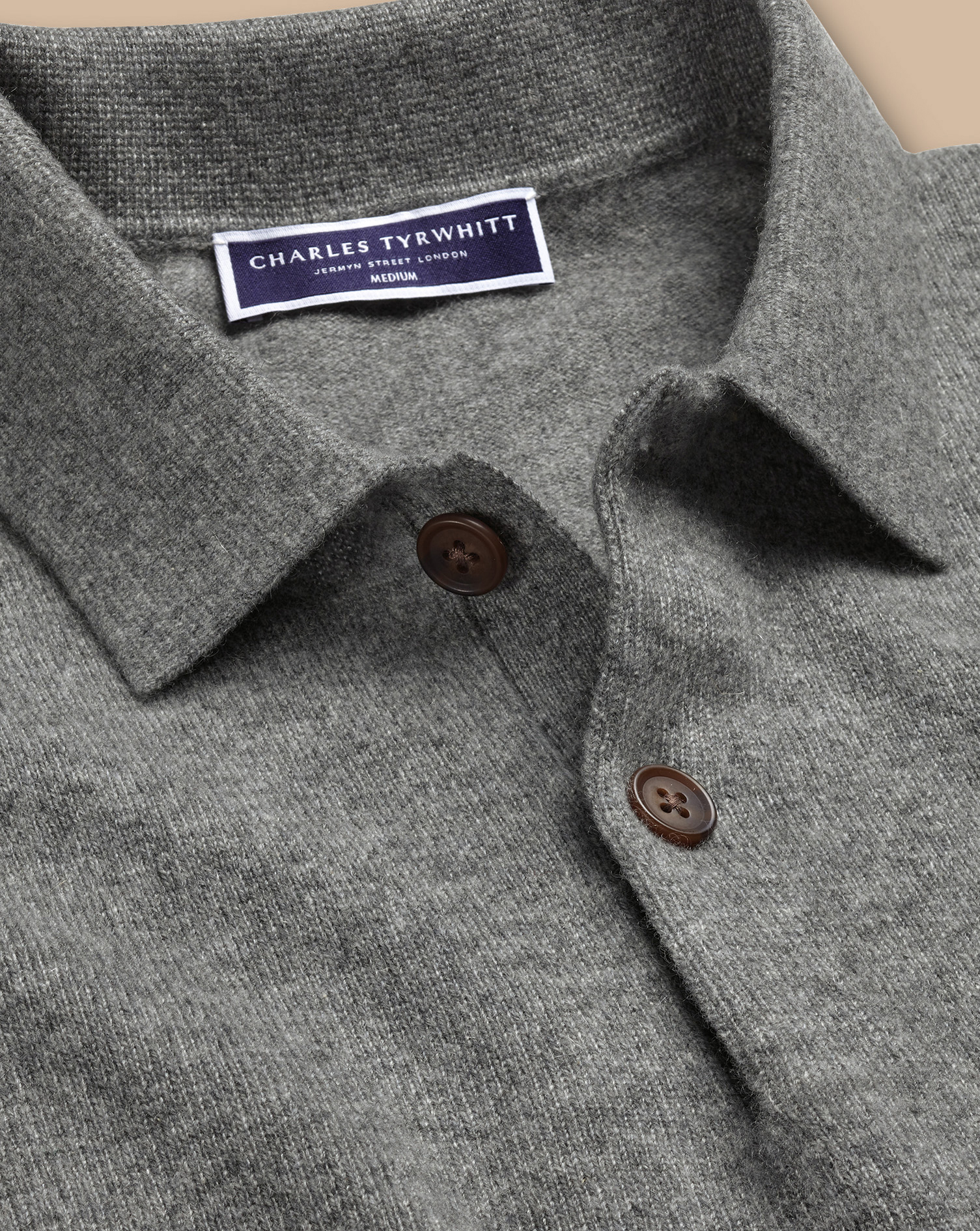 Cashmere Polo Jumper - Grey