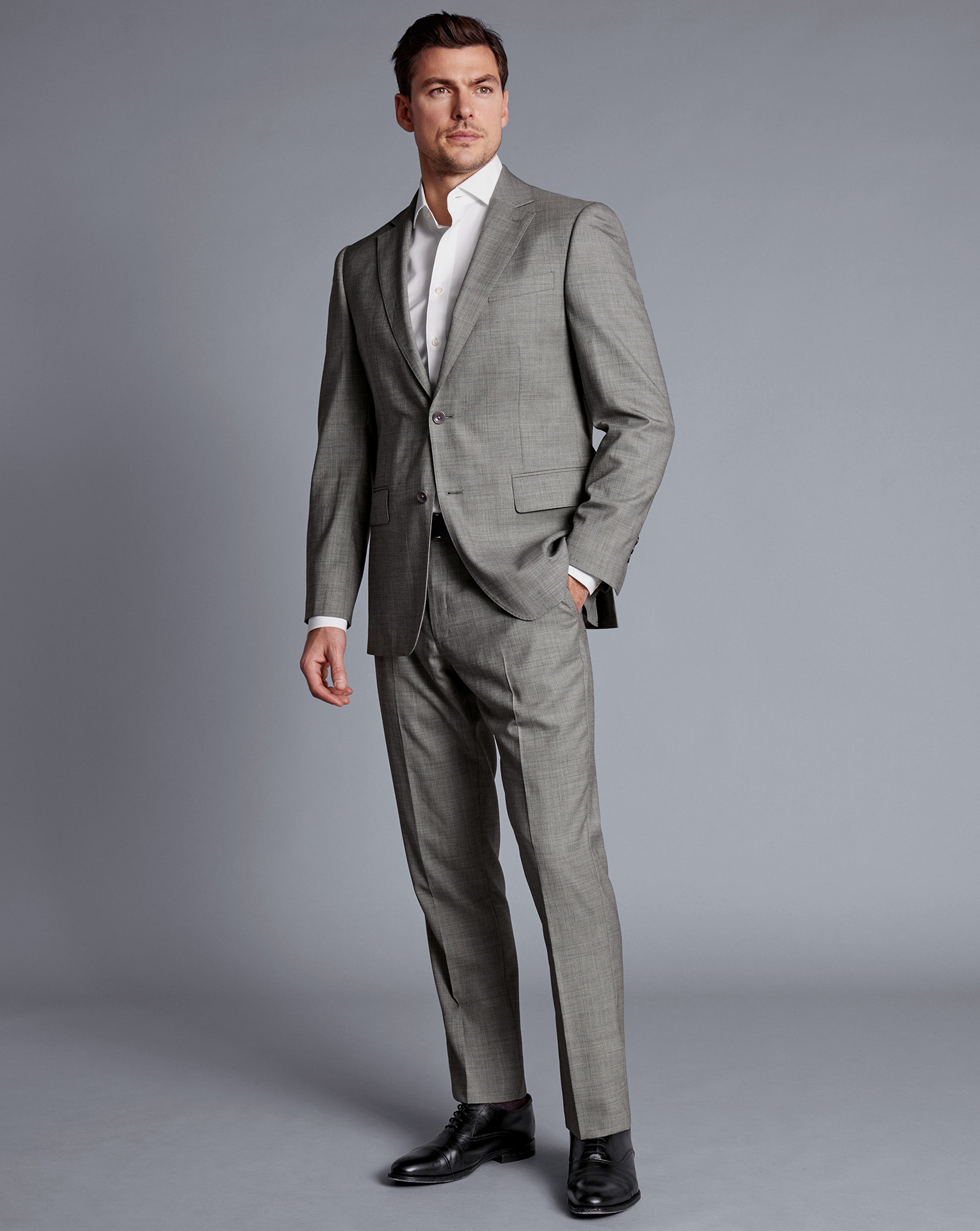 Sharkskin Suit Jacket - Light Grey