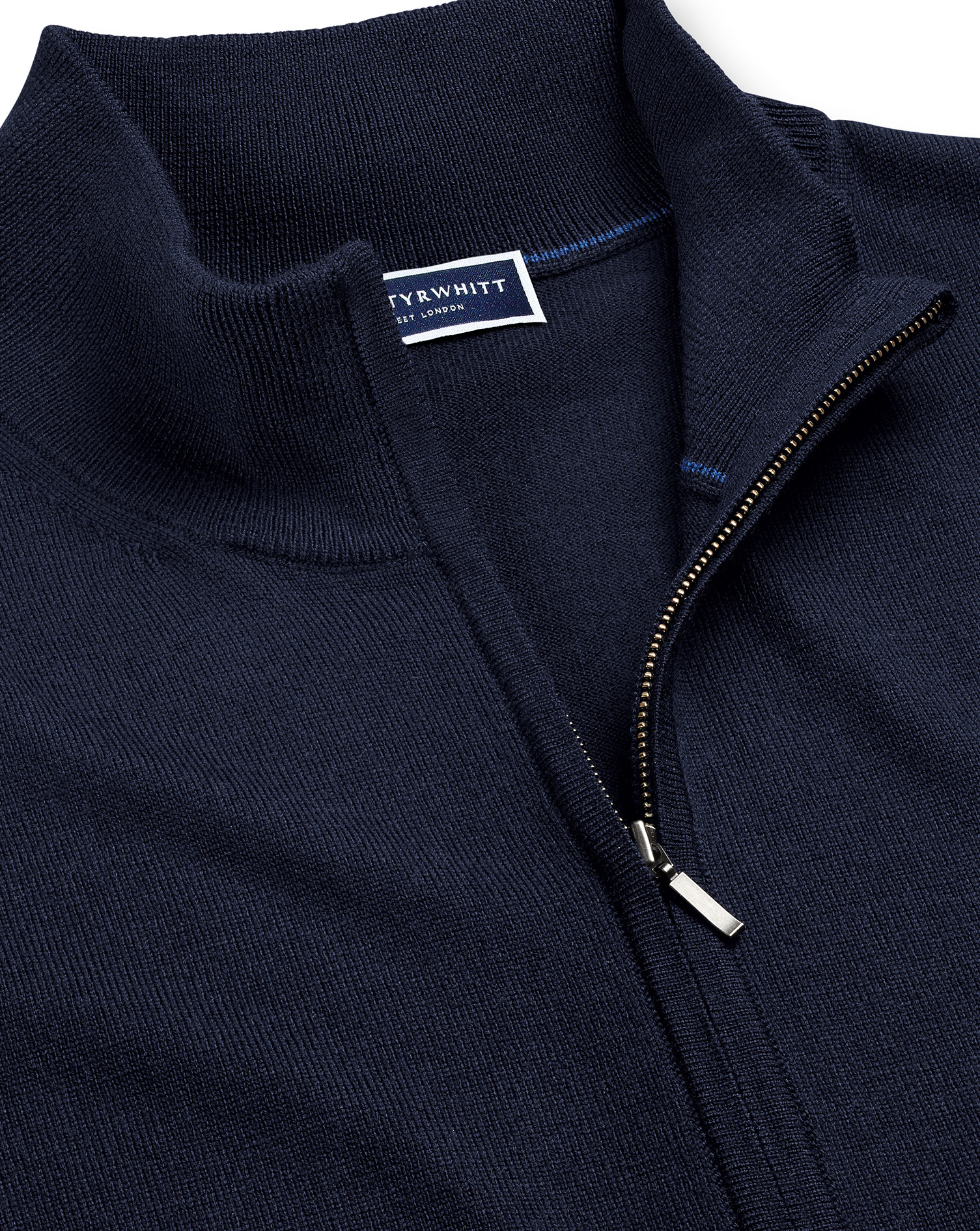 Merino Zip Through Gilet - Navy