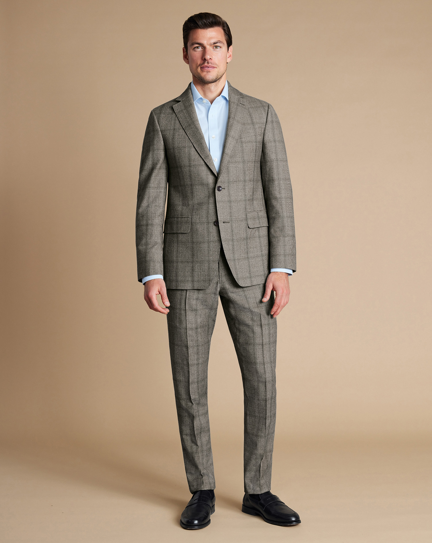 Ultimate Performance Check Suit Jacket  - Cappuccino