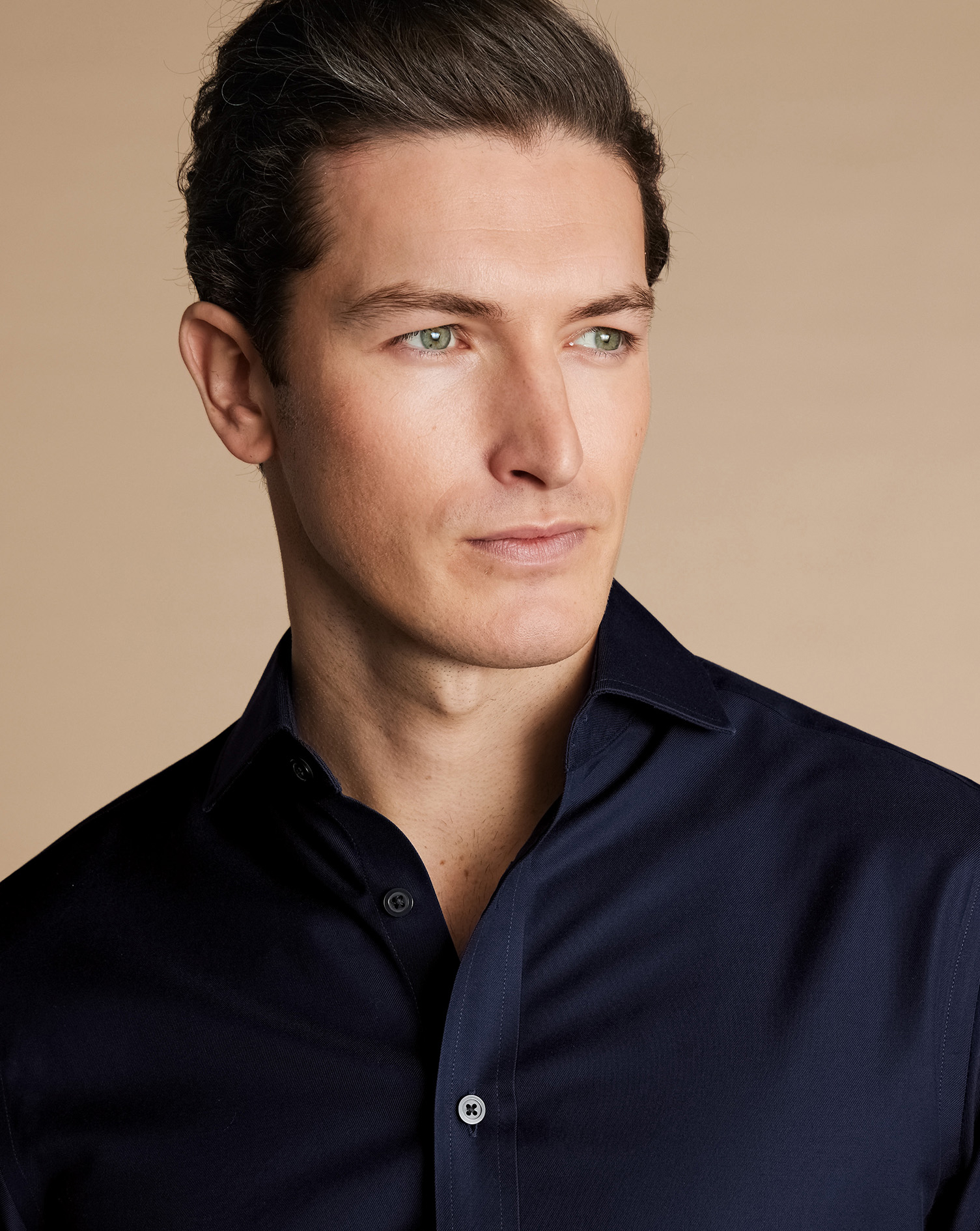 Cutaway Collar Non-Iron Twill Shirt - Navy