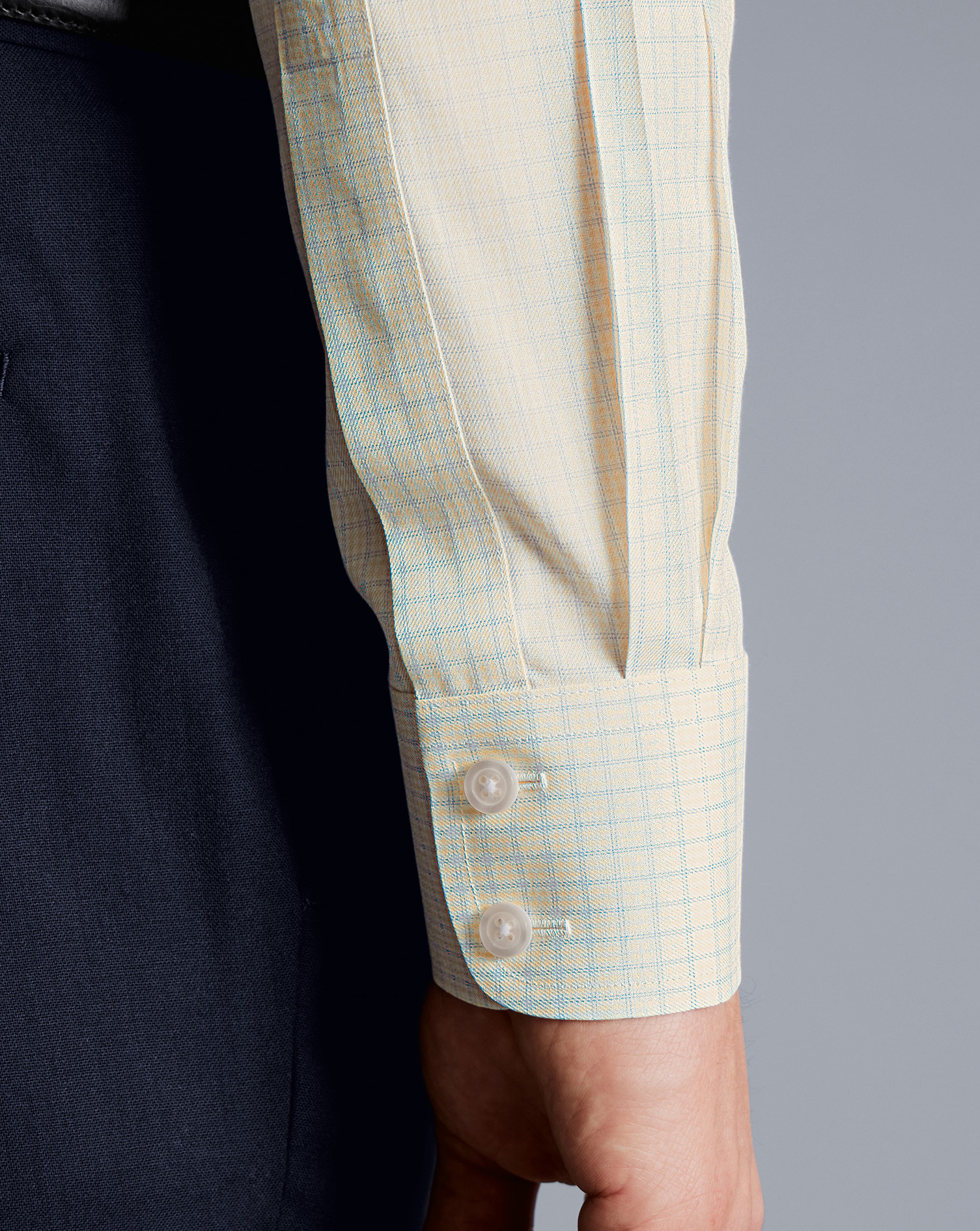 Non-Iron Twill Double Check Shirt - Lemon Yellow