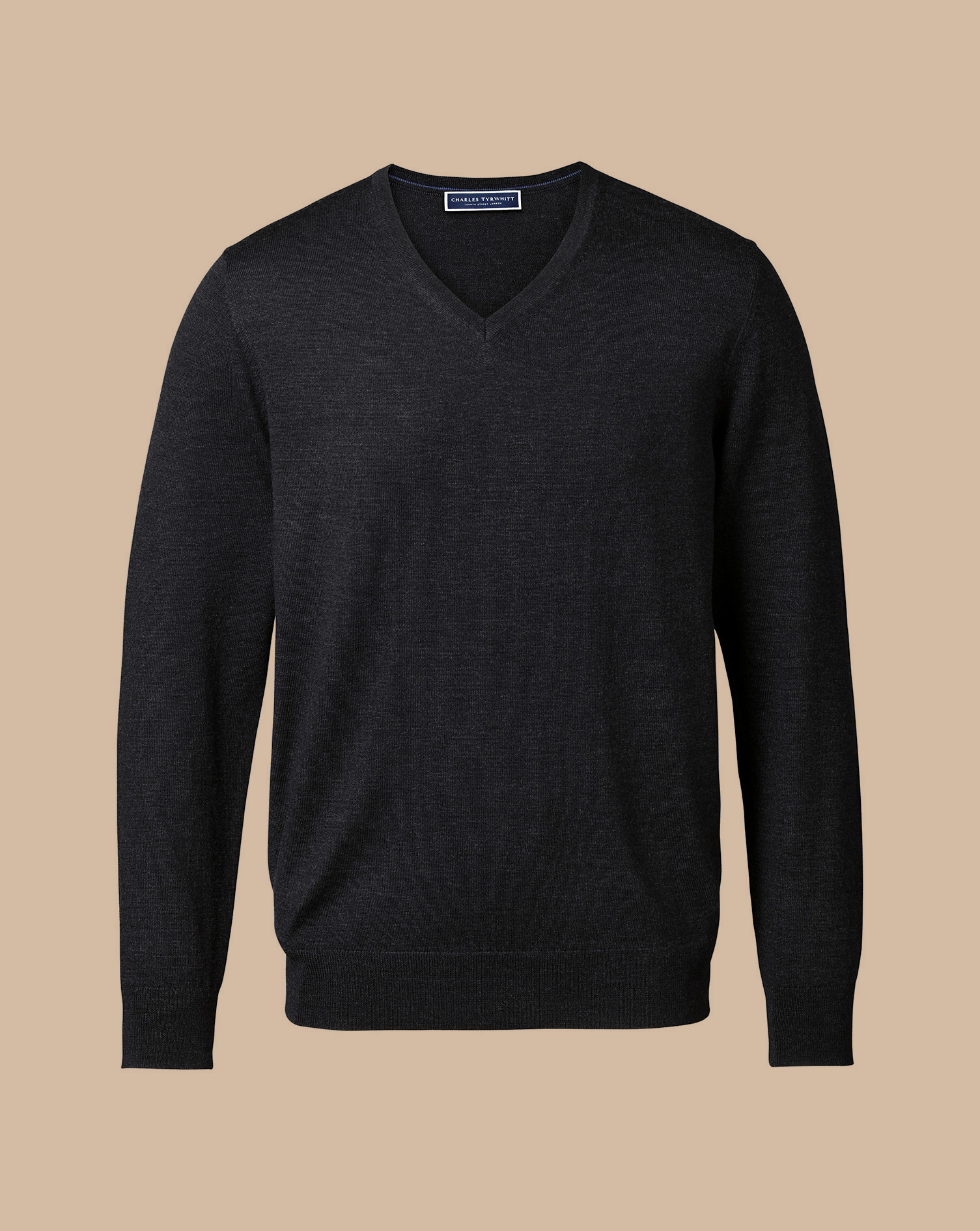 Merino V-Neck Jumper - Charcoal Grey