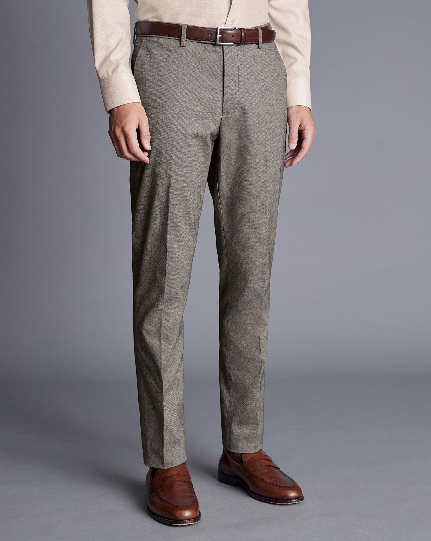 Smart Cotton Stretch Trousers - Taupe