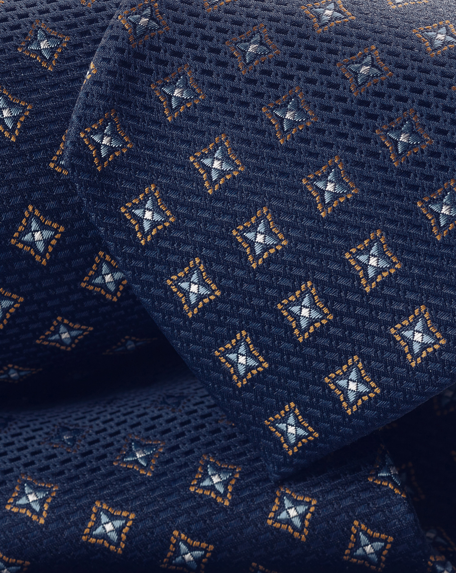 Medallion Pattern Silk Tie - French Blue