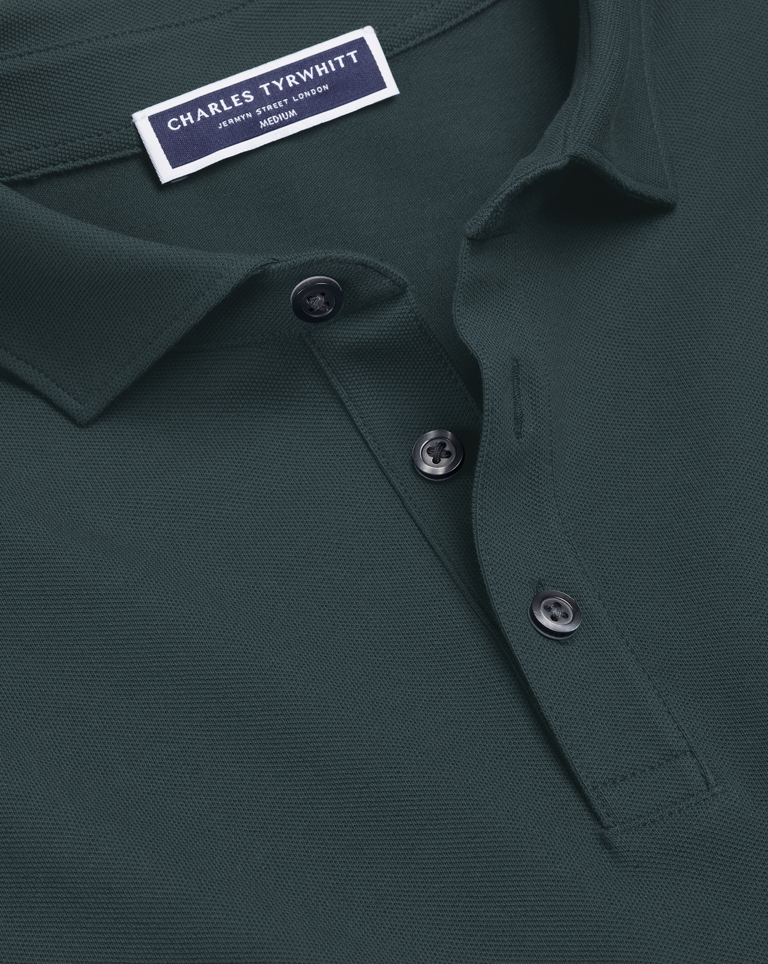 Long Sleeve Tyrwhitt Pique Polo - Teal Green