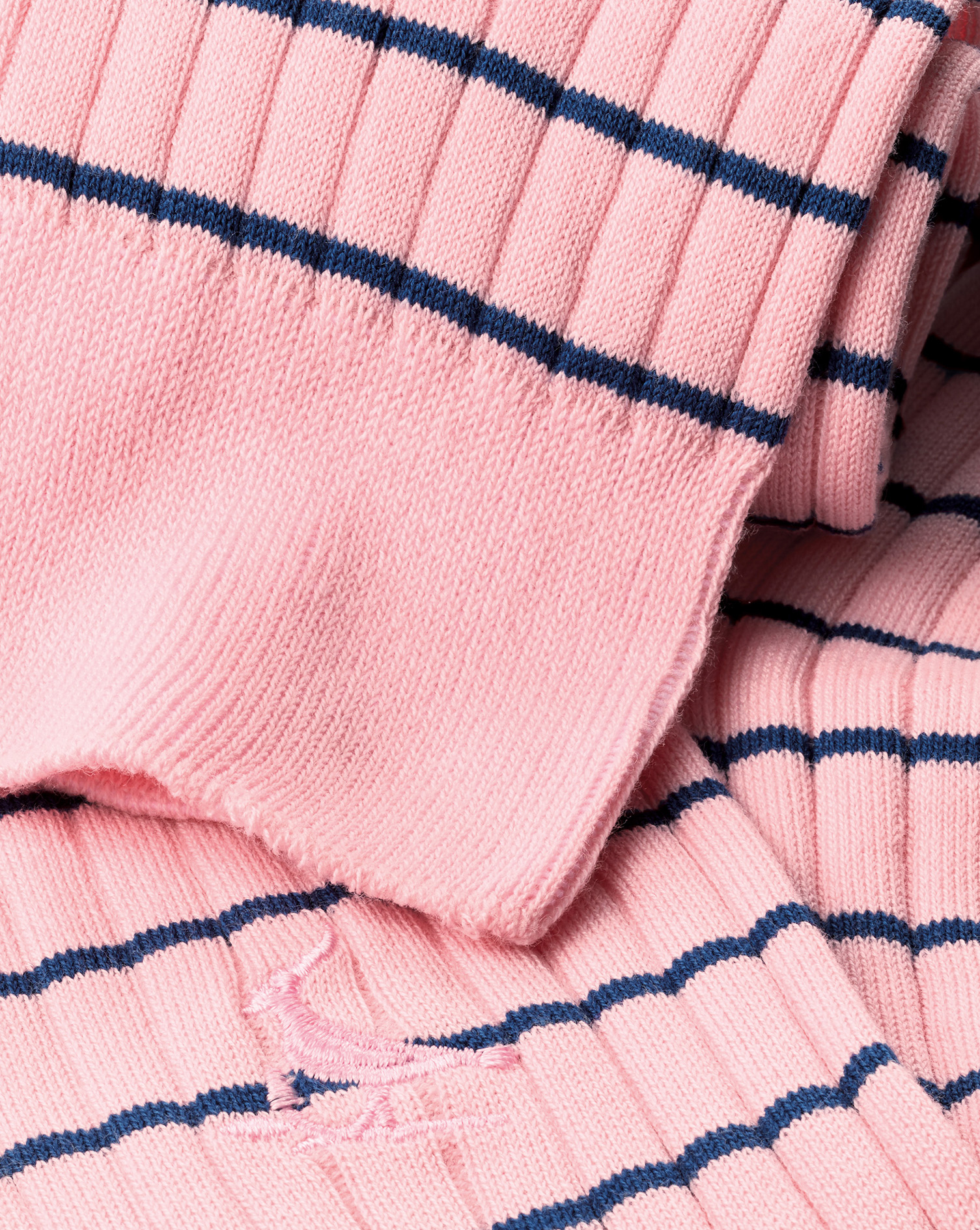 Stripe Cotton Rib Socks - Light Pink