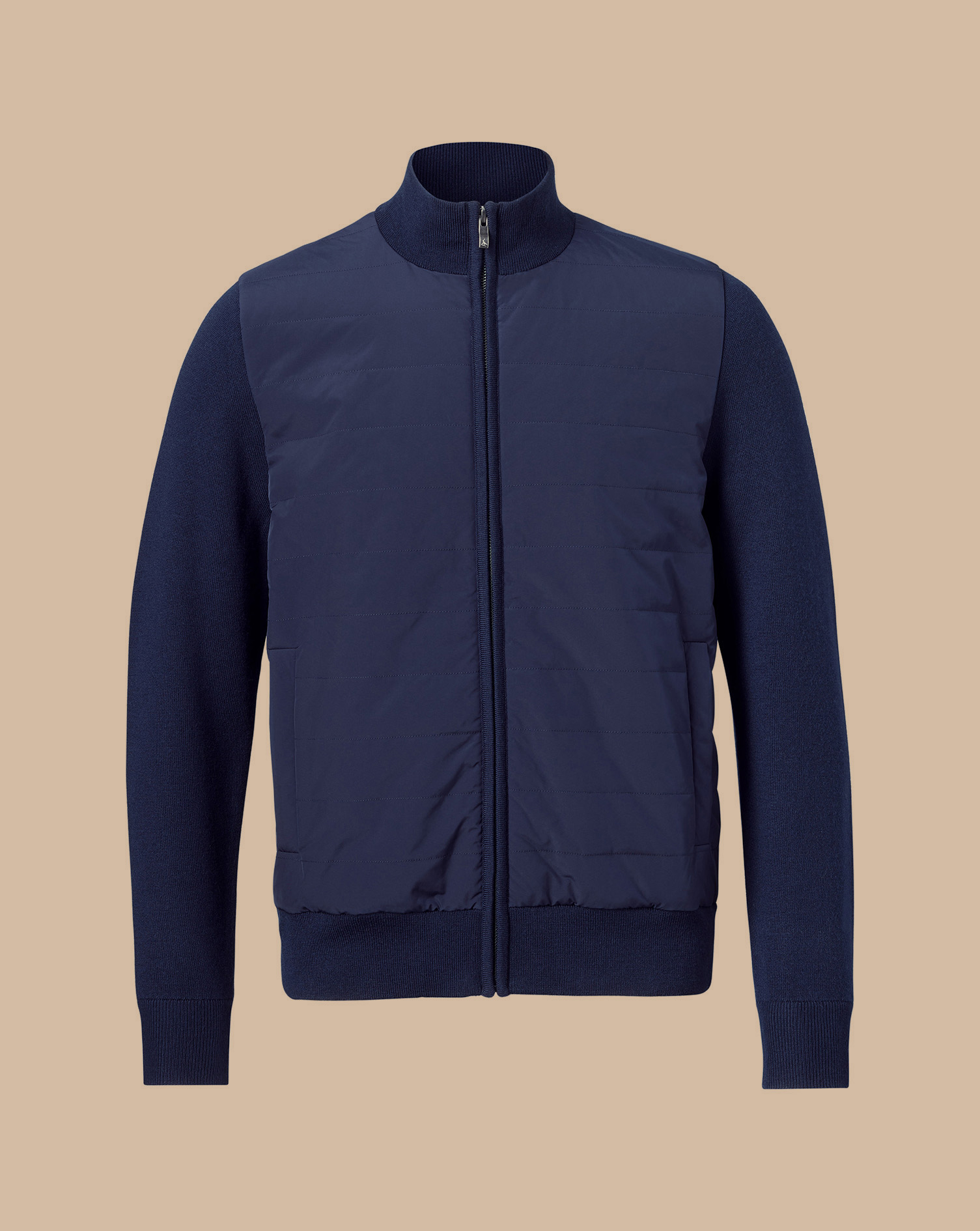 Merino Padded Funnel Neck Jacket - Navy