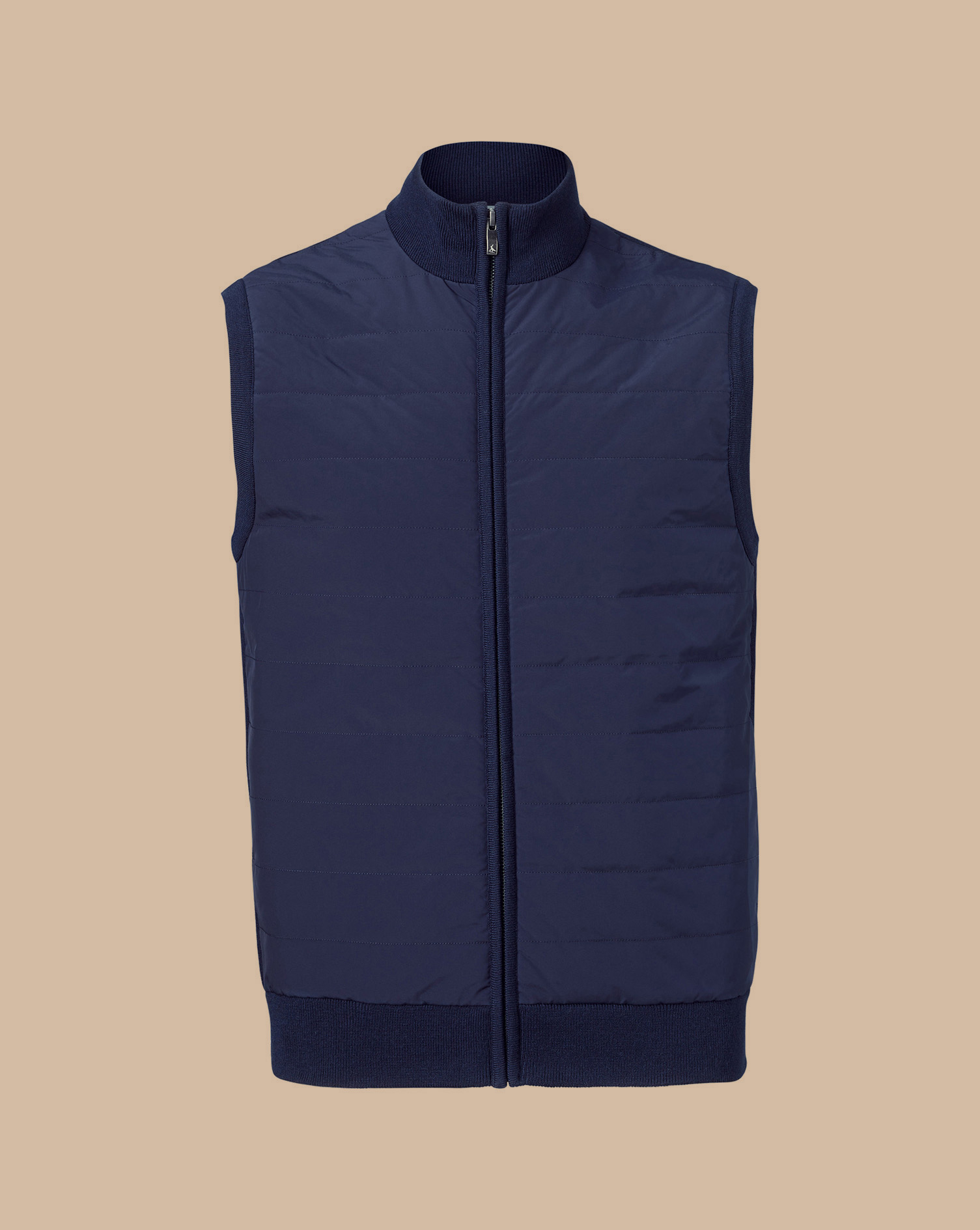 Merino Padded Funnel Neck Gilet - Navy