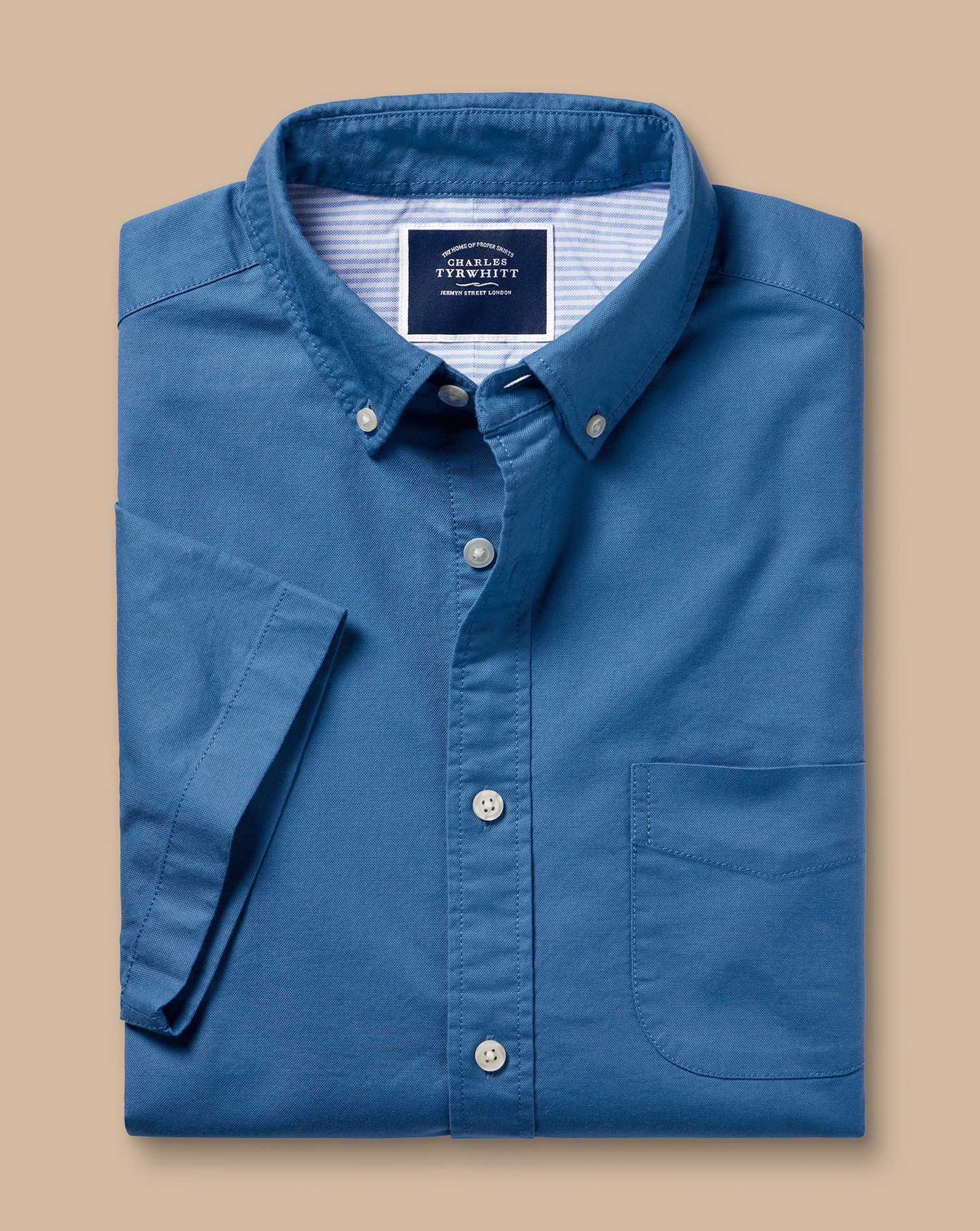 Washed Oxford Short Sleeve Shirt - Ocean Blue